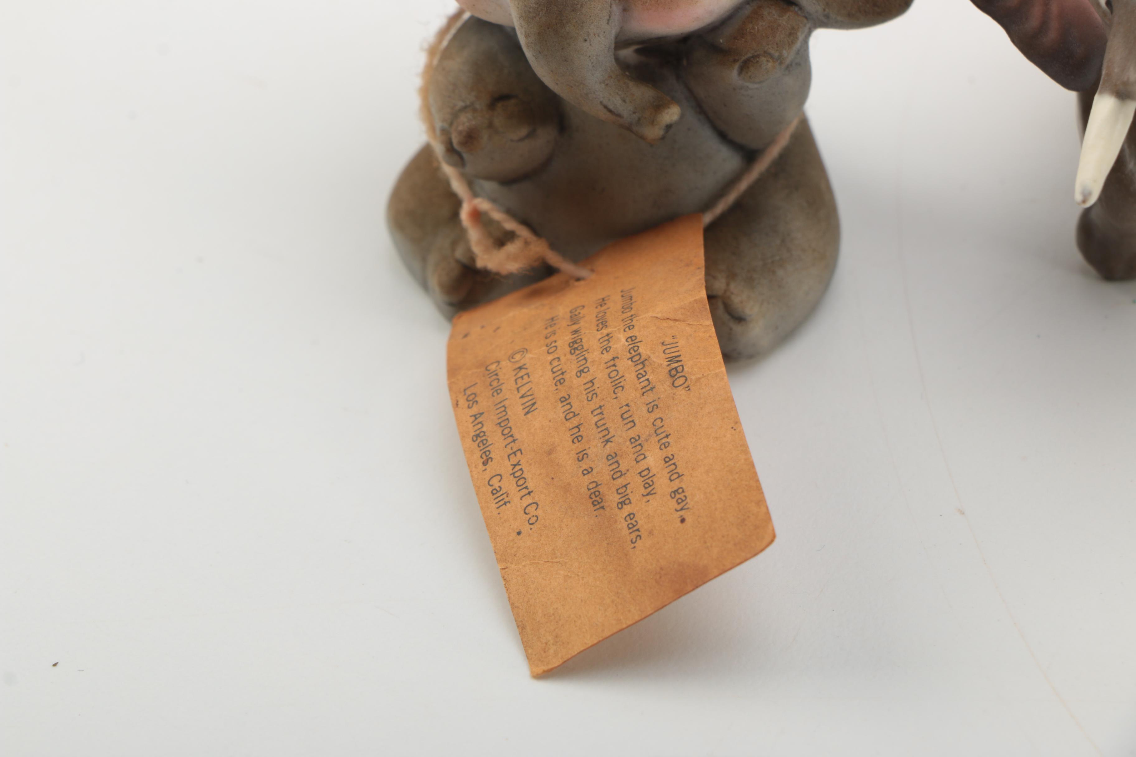 VIntage Porcelain and Ceramic Elephant Figurines