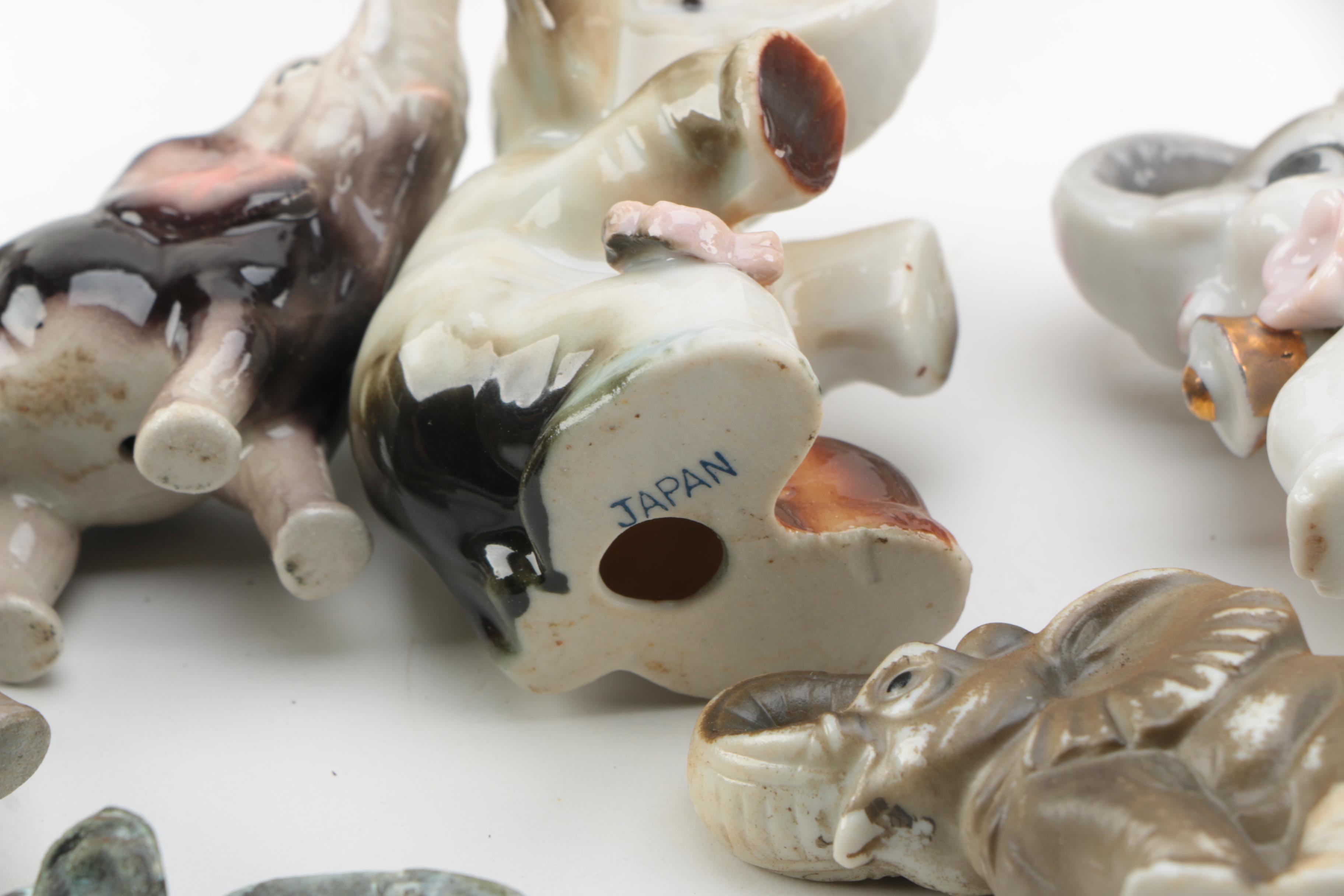 VIntage Porcelain and Ceramic Elephant Figurines