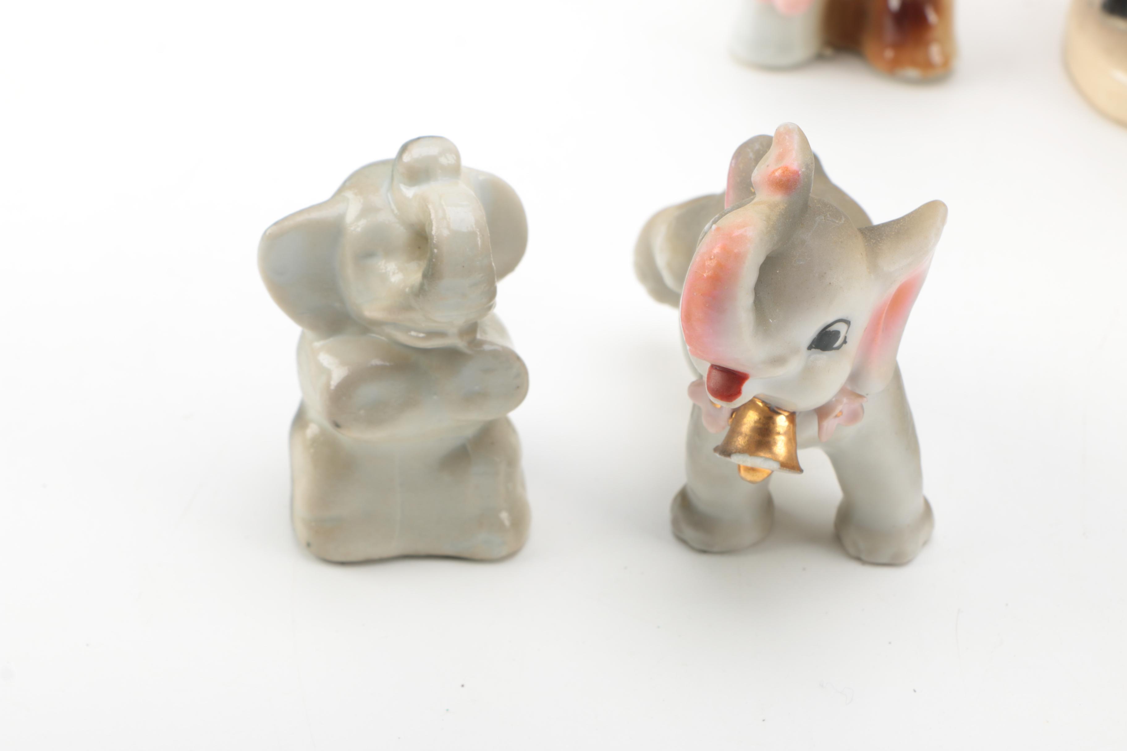 VIntage Porcelain and Ceramic Elephant Figurines