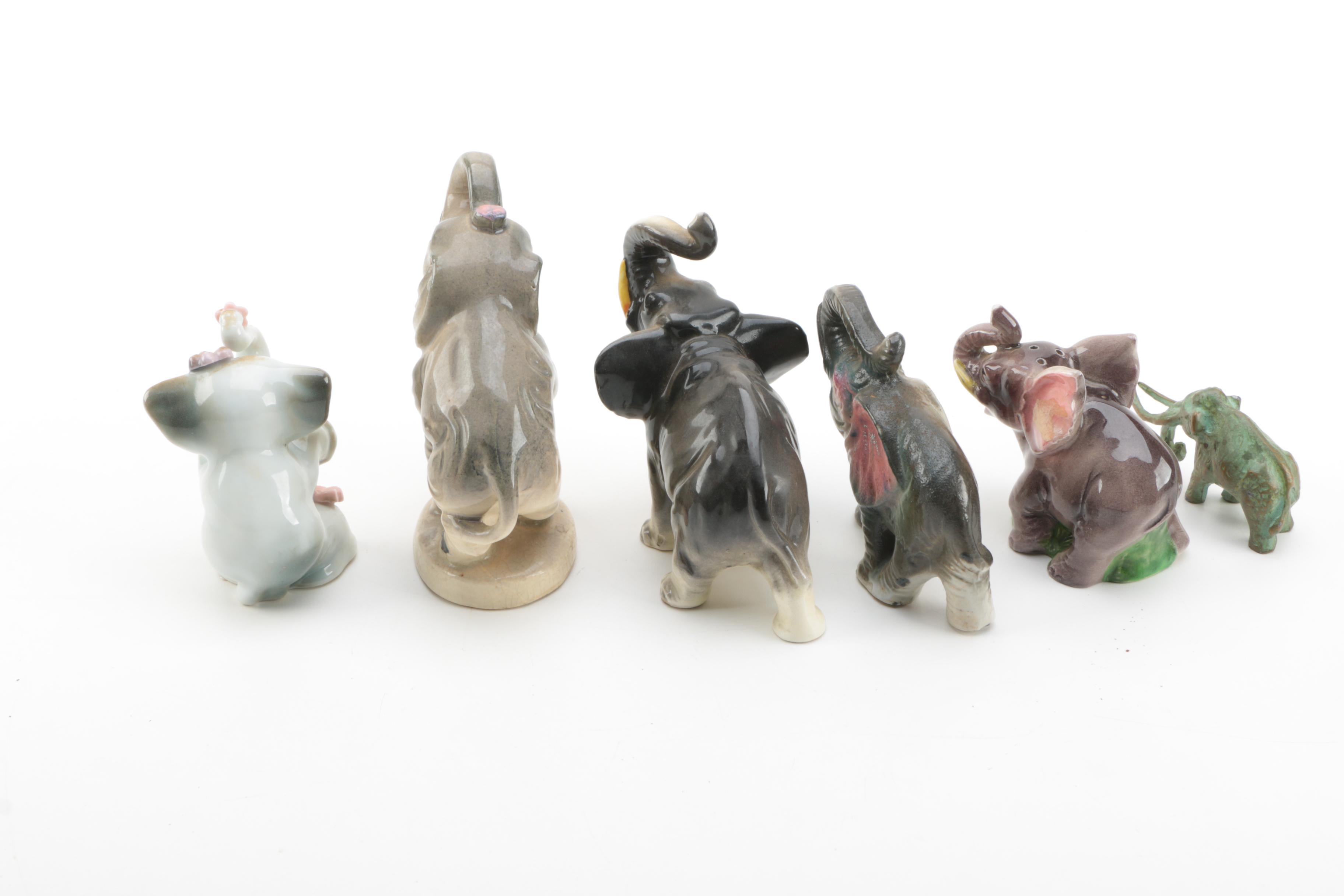 VIntage Porcelain and Ceramic Elephant Figurines