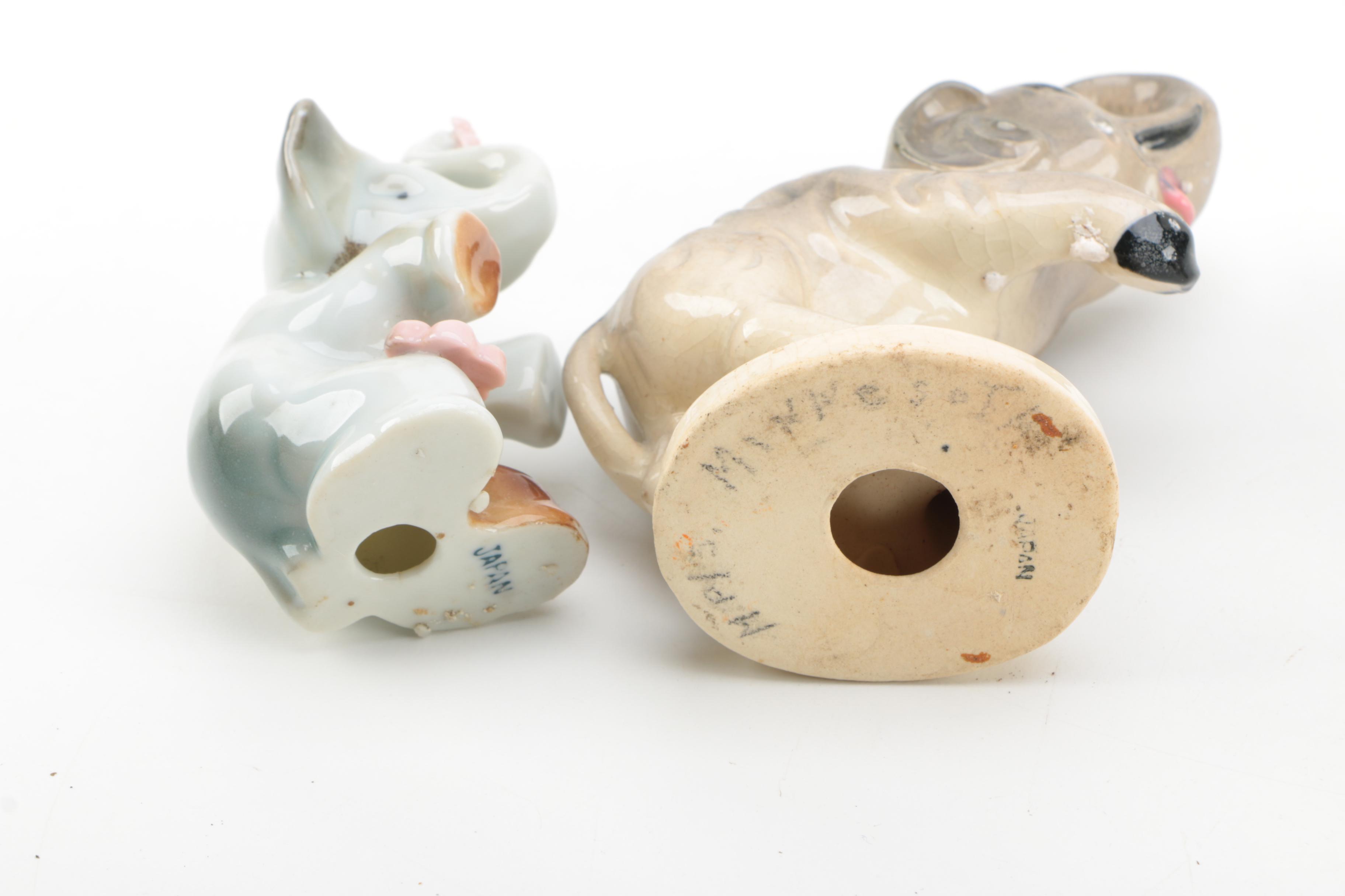 VIntage Porcelain and Ceramic Elephant Figurines