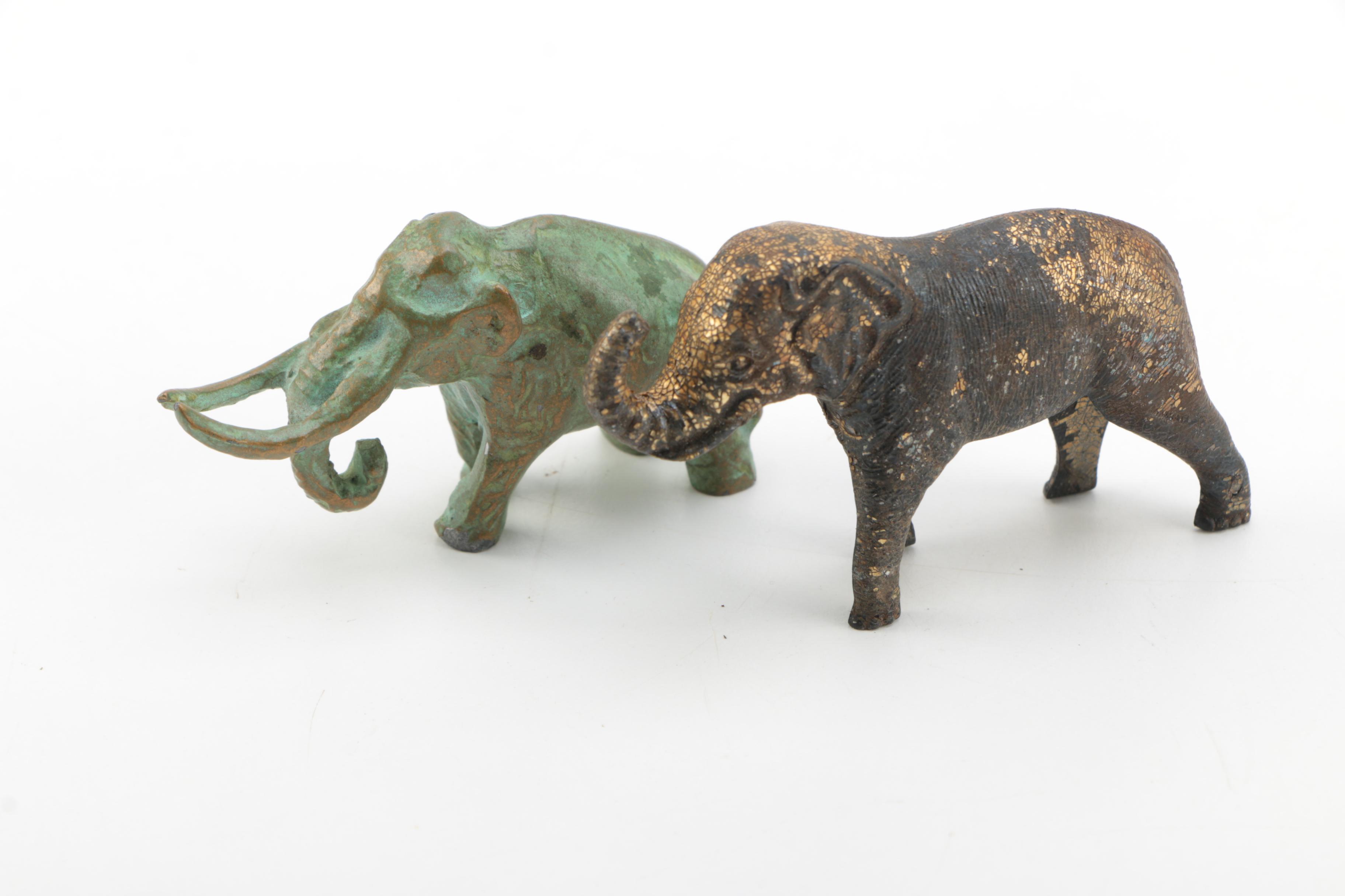VIntage Porcelain and Ceramic Elephant Figurines
