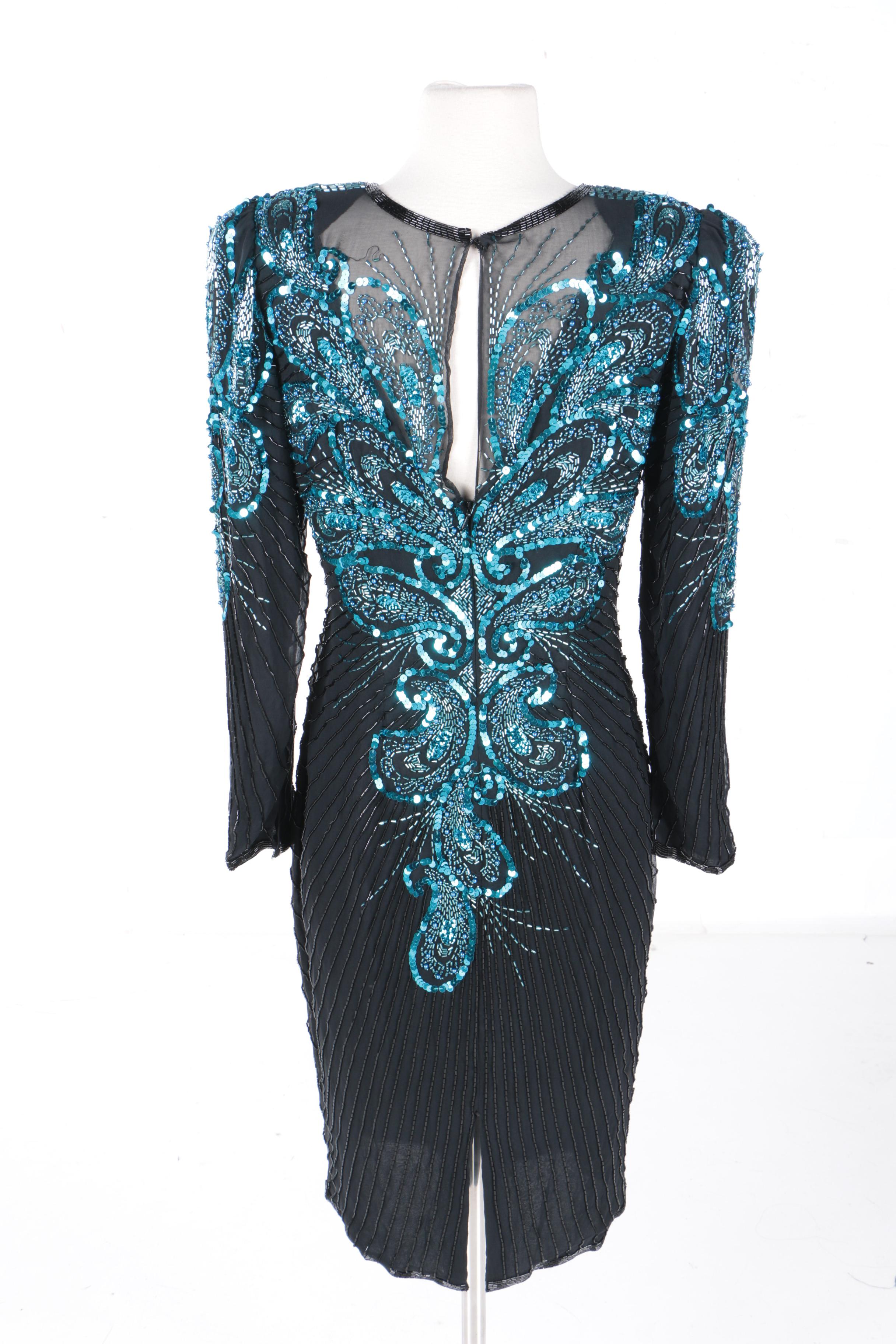 Circa 1990s A.J. Bari Embellished Dress