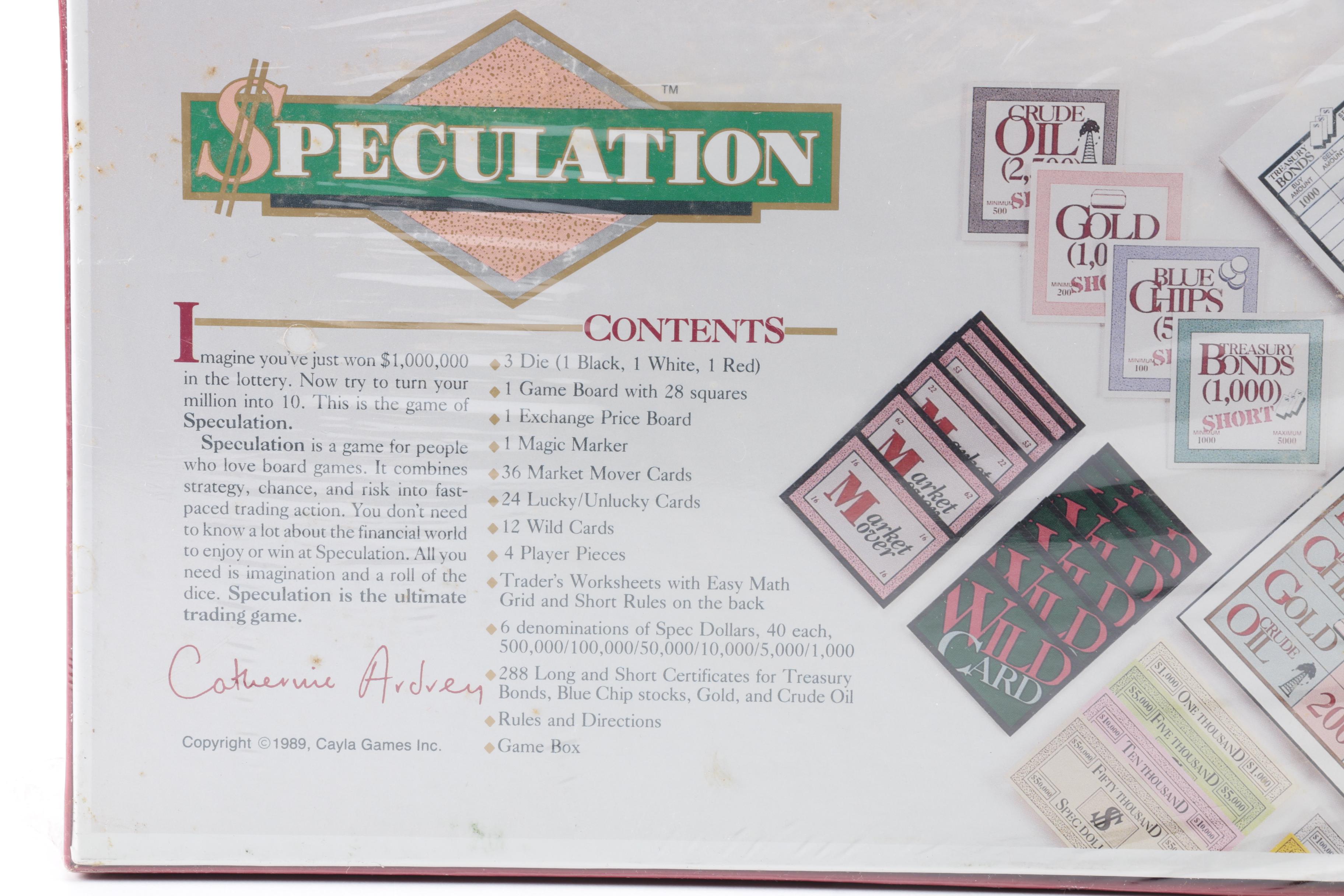 1989 Cayla Games "Speculation" Board Game