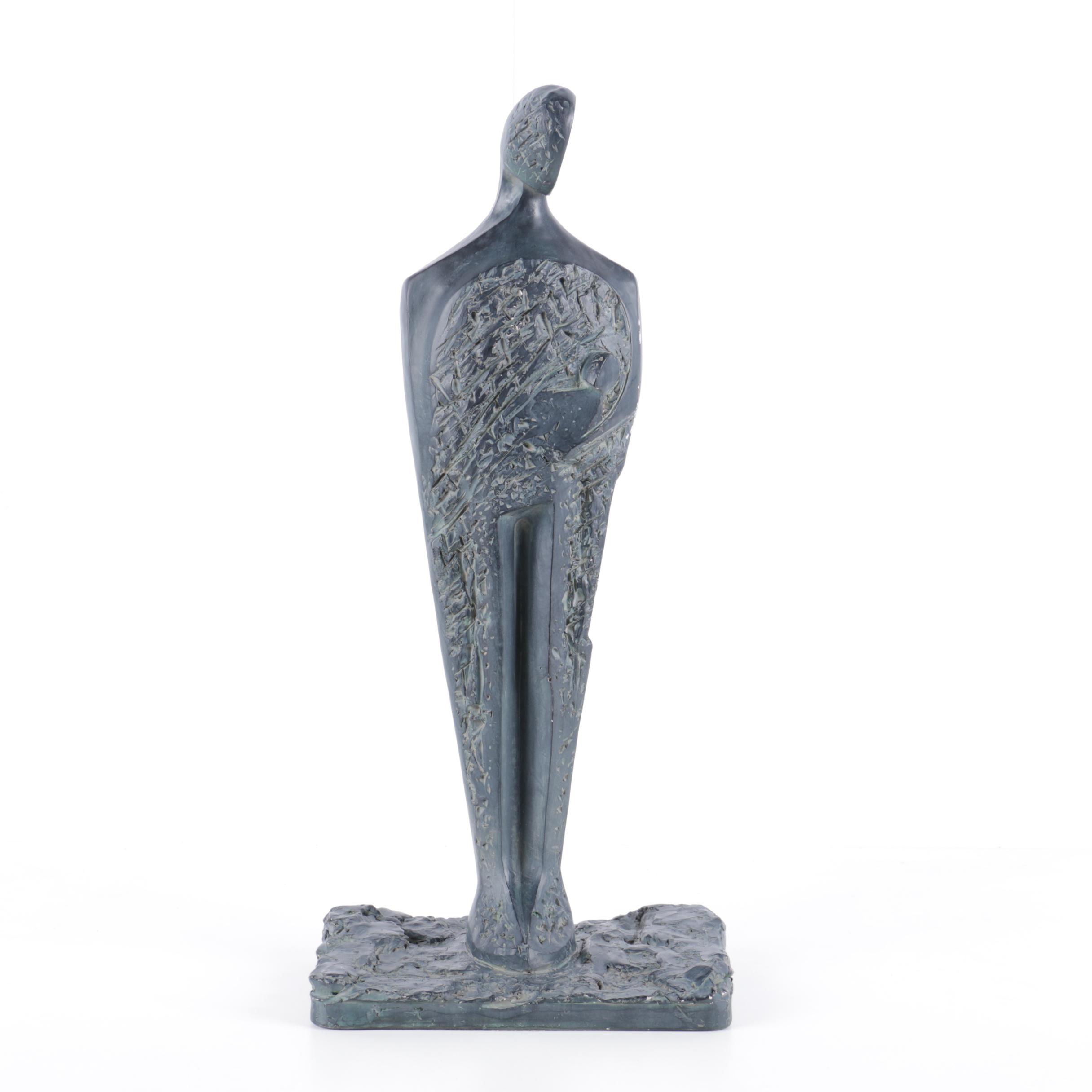 Plaster Reproduction Sculpture of Mother and Child