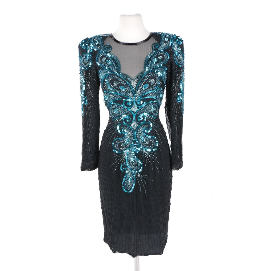 Circa 1990s A.J. Bari Embellished Dress