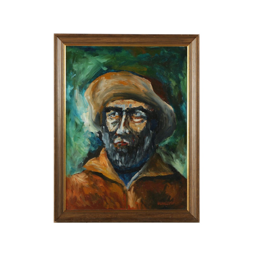 Haumiller Oil Painting on Canvas Board of Fisherman