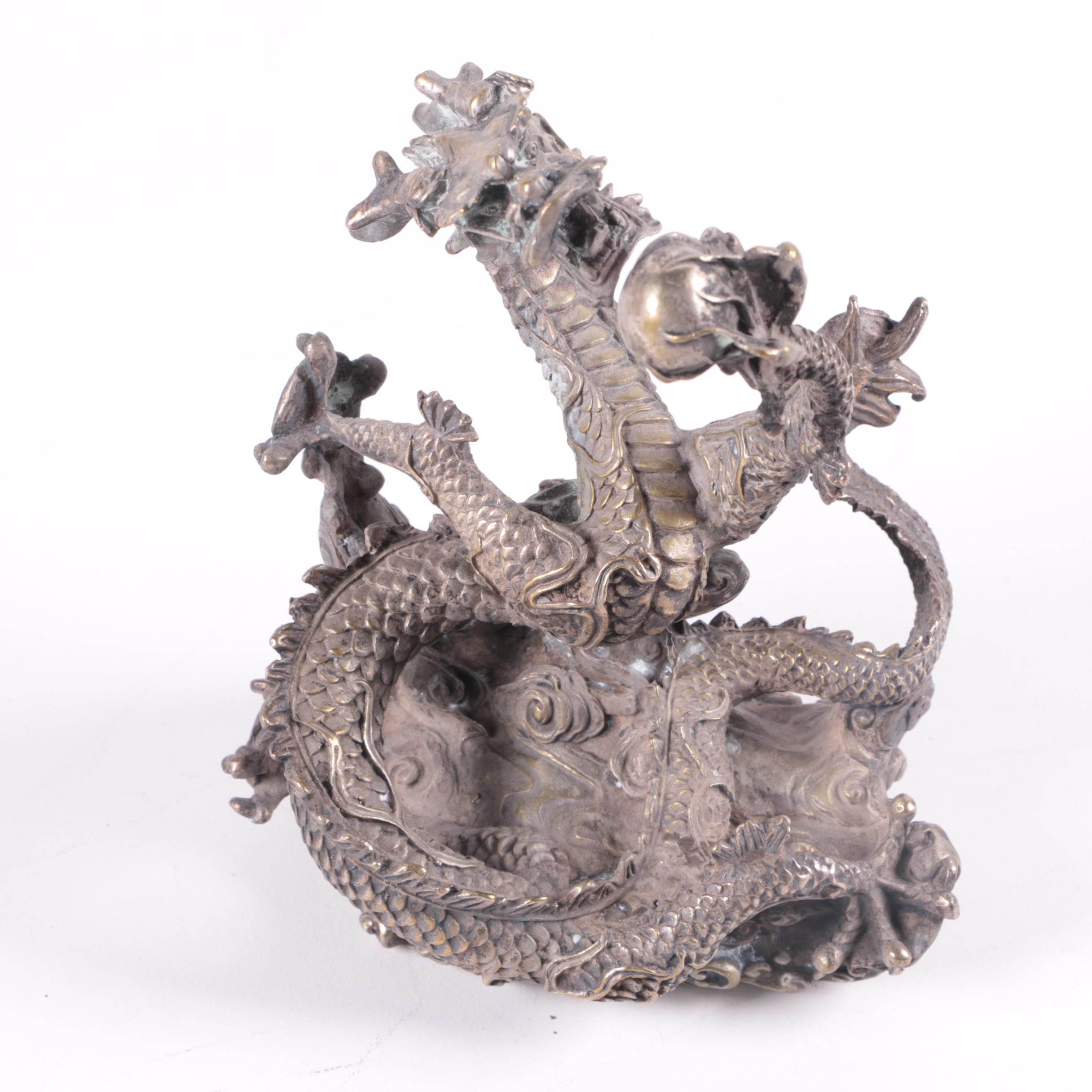 Cast Metal Serpent and Studio Pottery Box