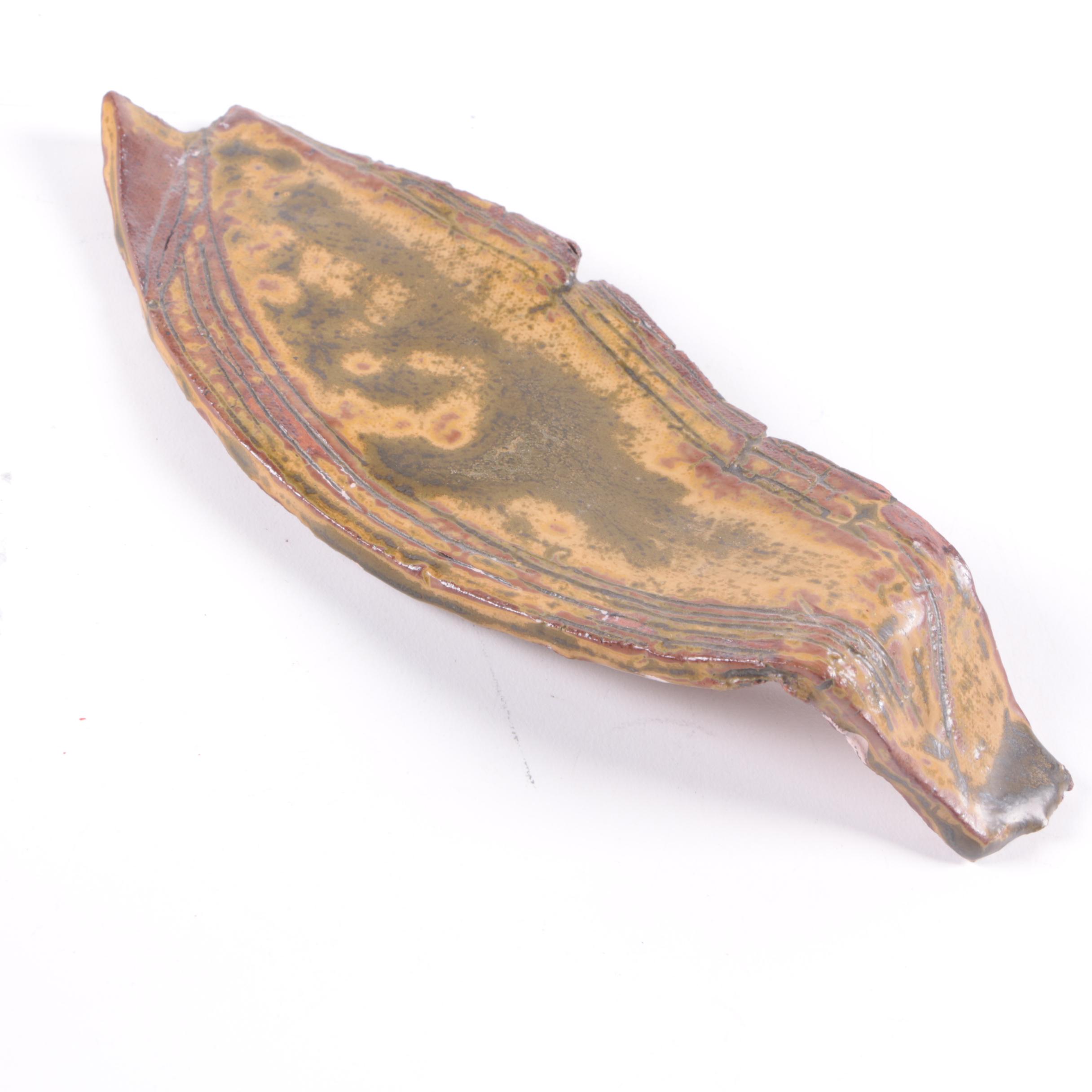 Cast Metal Serpent and Studio Pottery Box