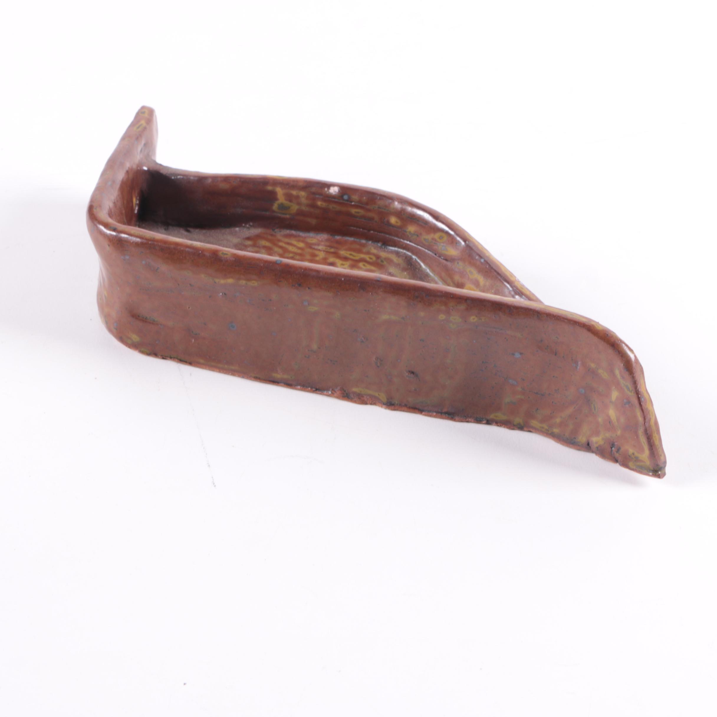 Cast Metal Serpent and Studio Pottery Box