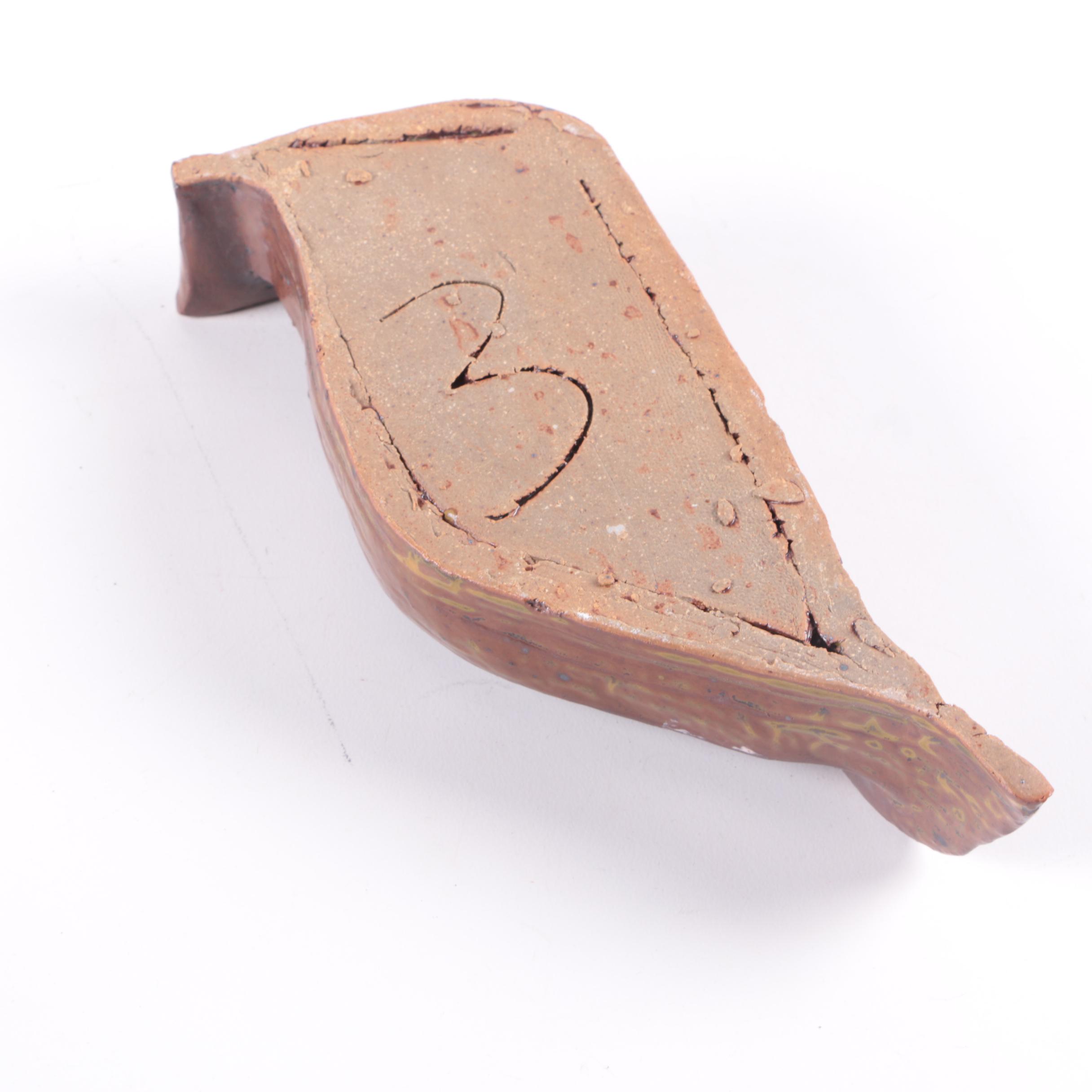 Cast Metal Serpent and Studio Pottery Box