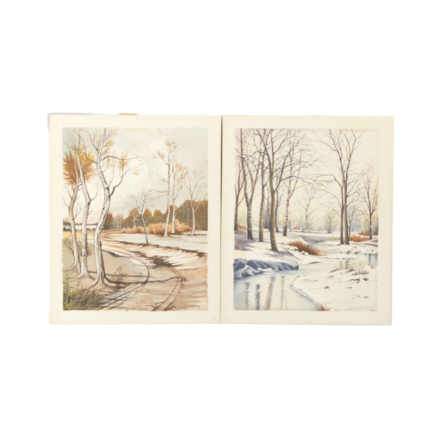 Ernst Ekberg Gouache Landscape Paintings