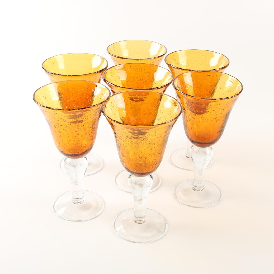 Amber Bubble Glass Goblets