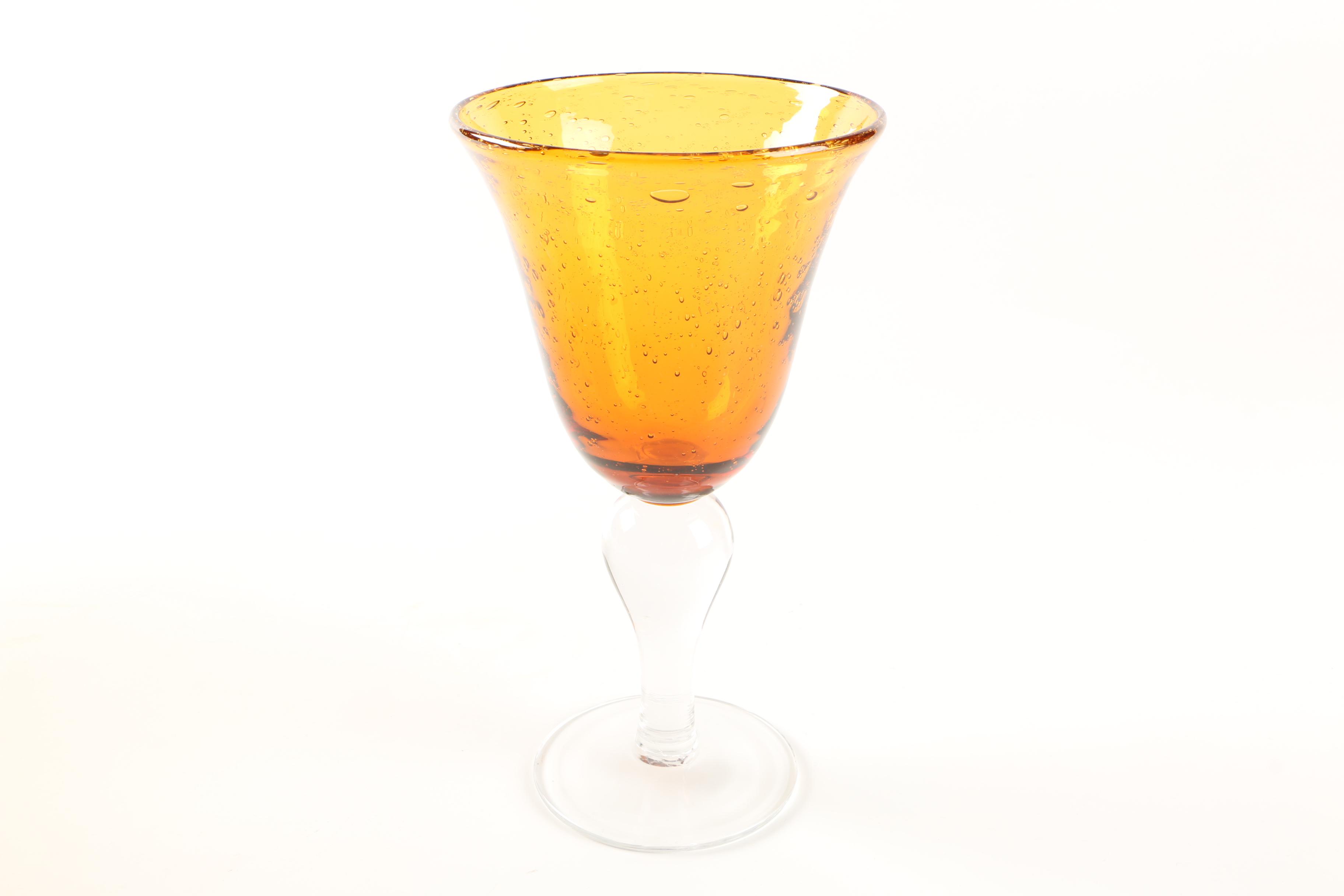 Amber Bubble Glass Goblets