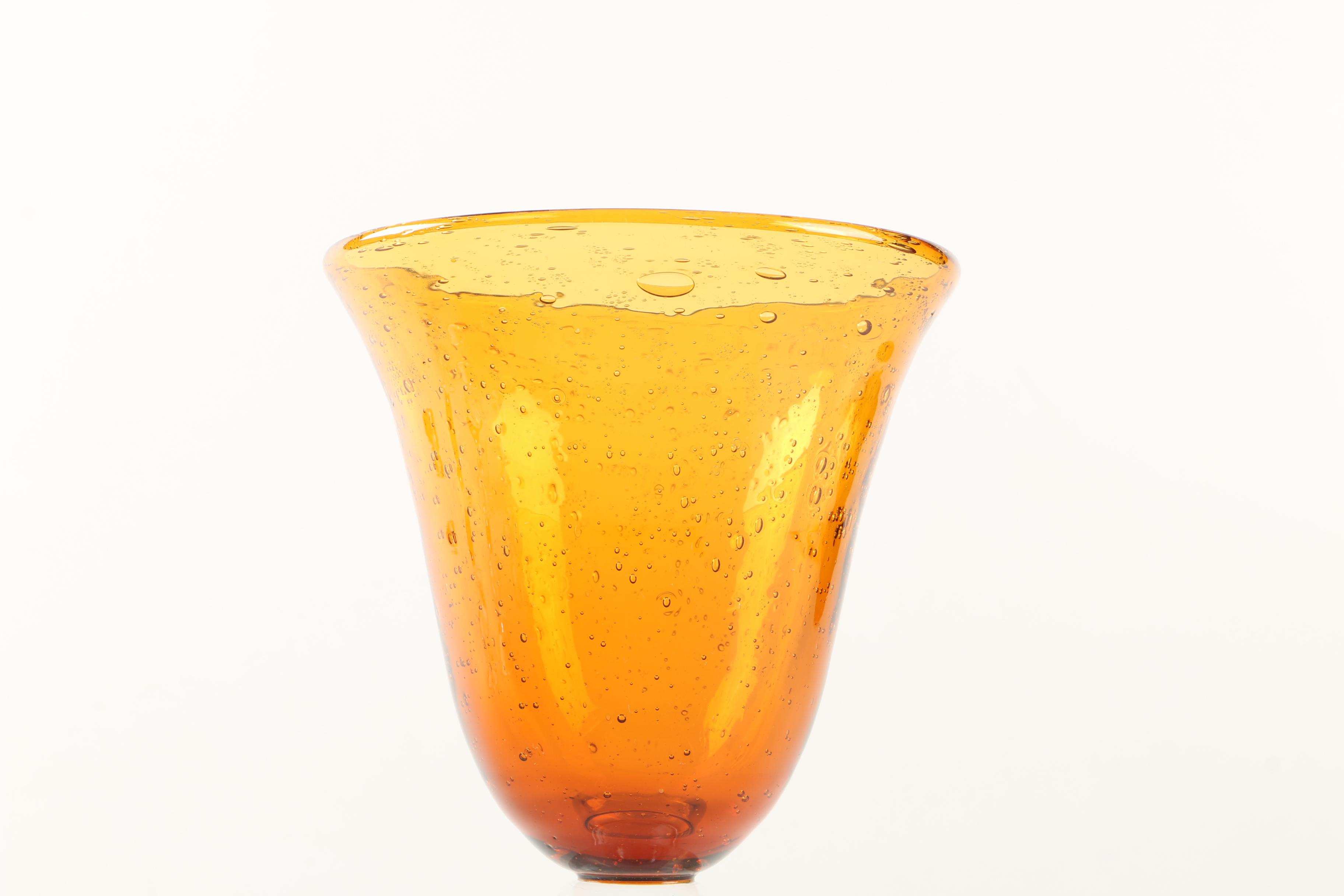 Amber Bubble Glass Goblets