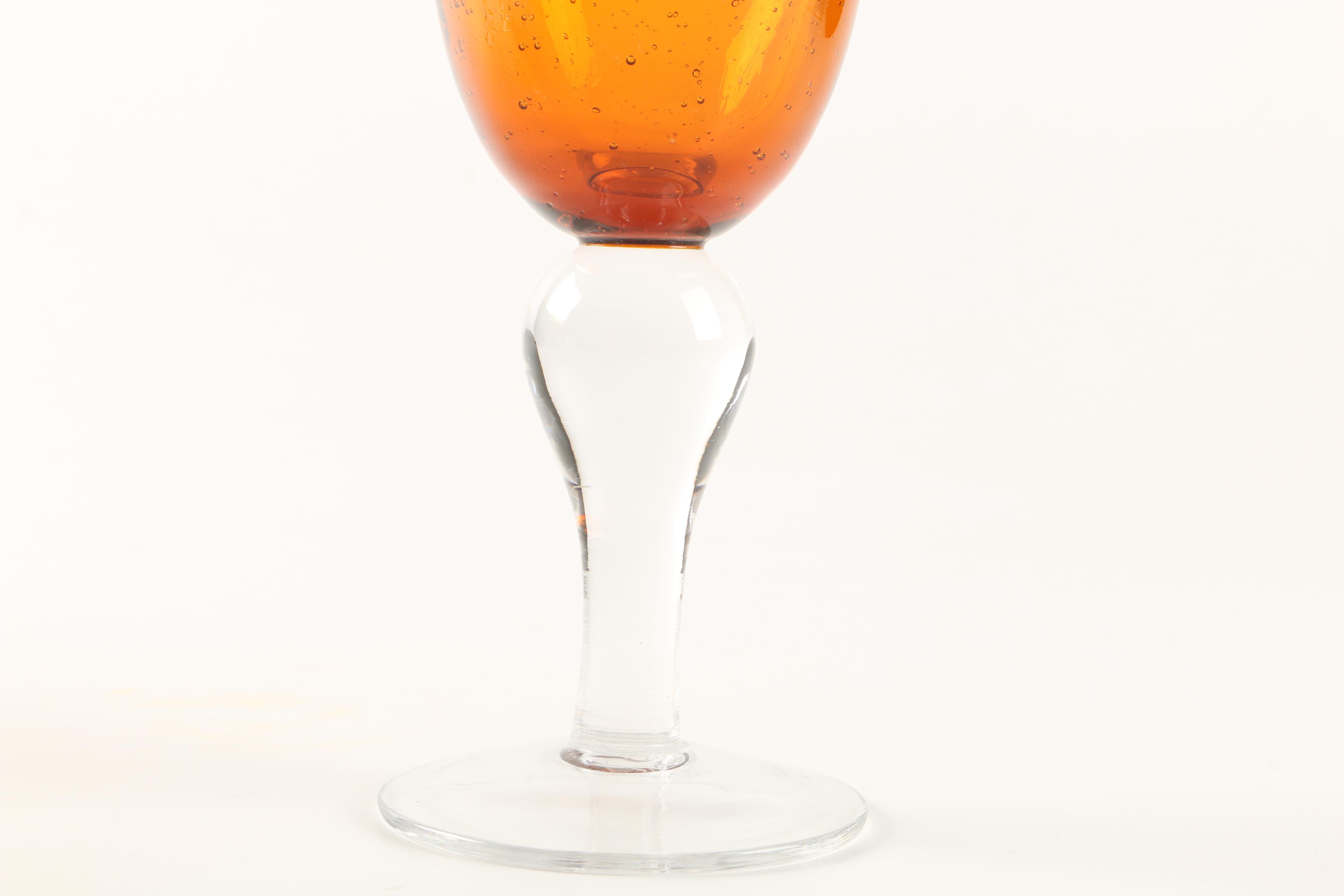 Amber Bubble Glass Goblets