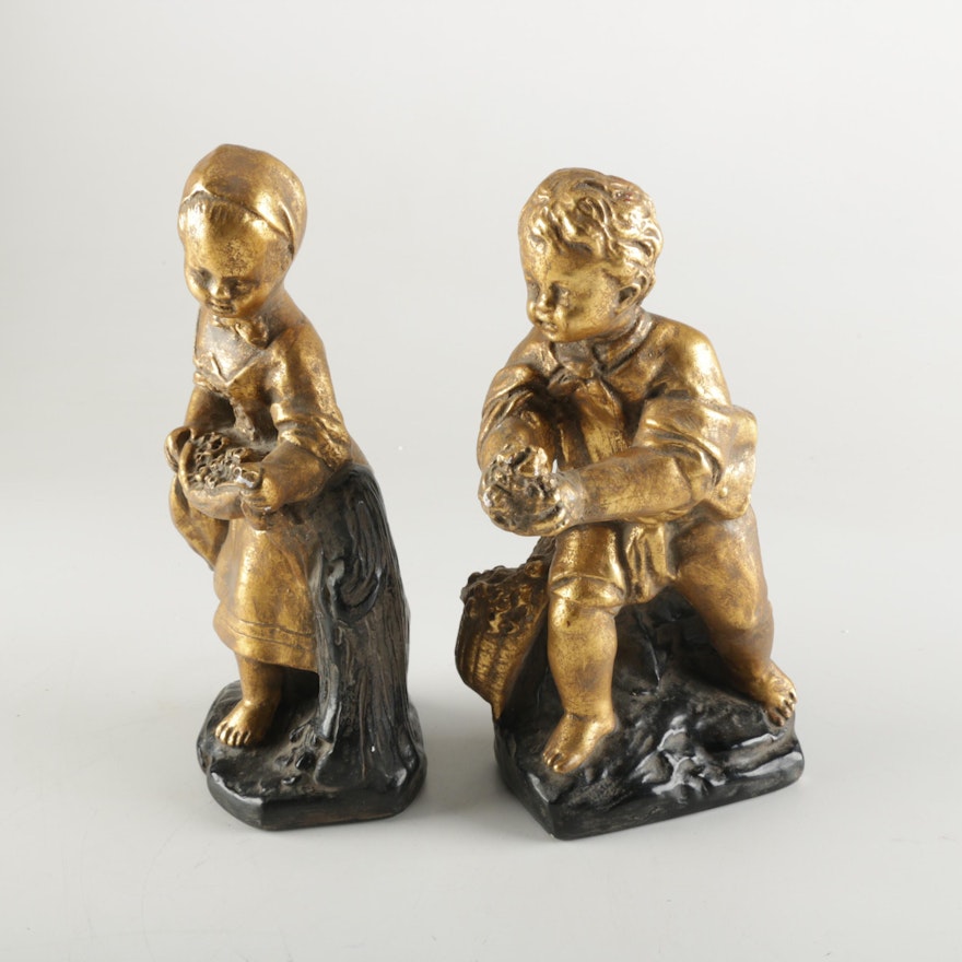 Metal Figural Bookends of Children