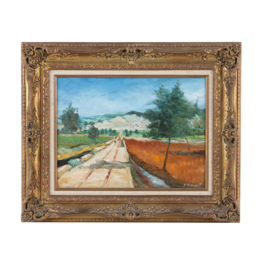 Y. Stefanakis Oil Painting of a Rural Road
