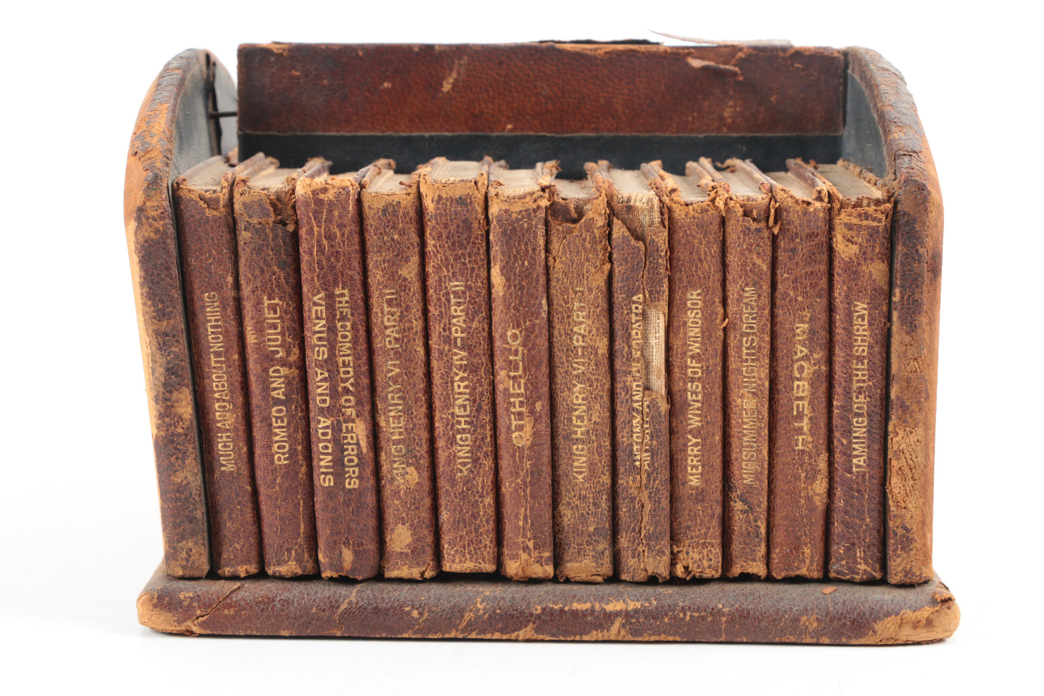 Early Twentieth Century Miniature Leather Bound "Shakespeare's Works" Books