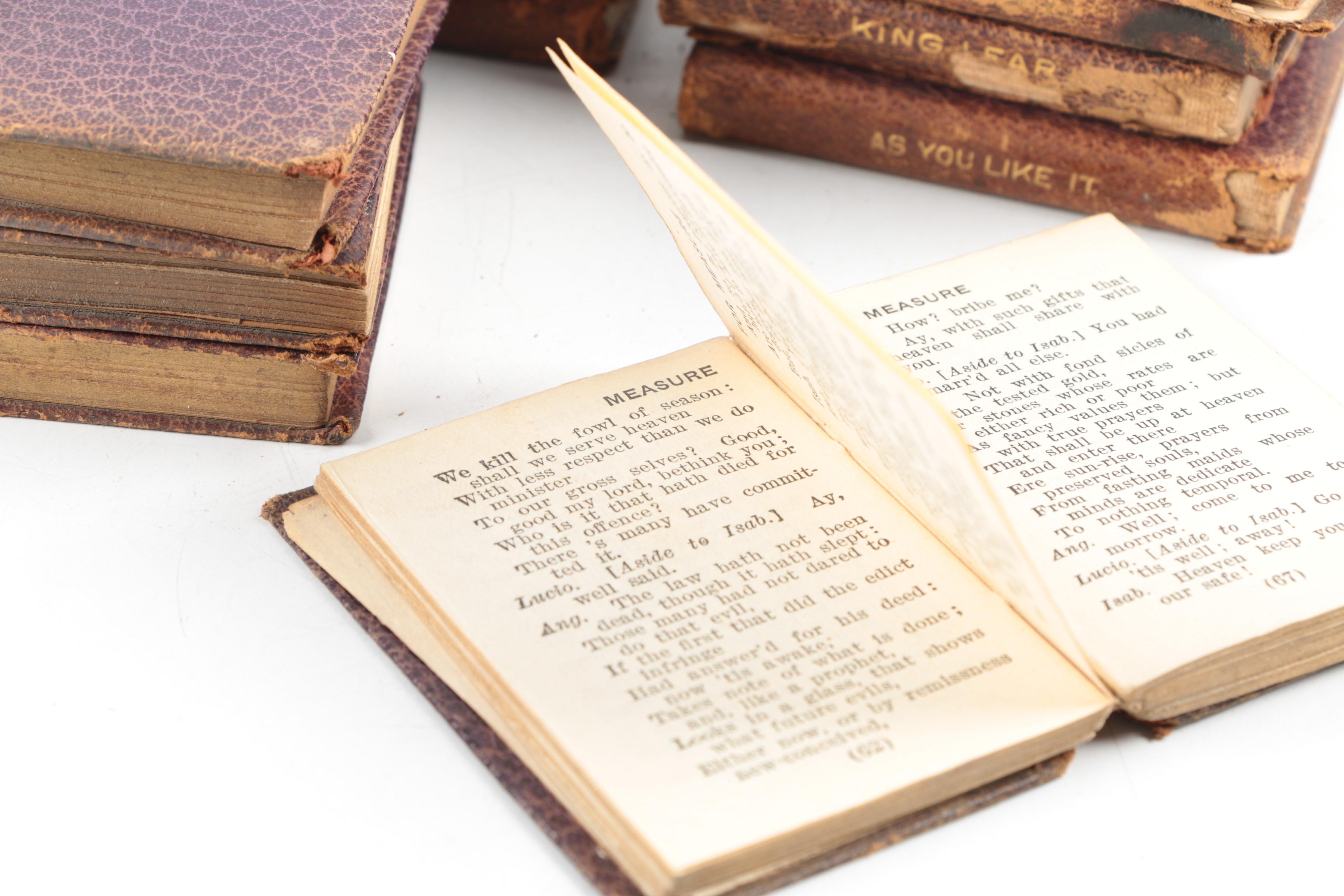 Early Twentieth Century Miniature Leather Bound "Shakespeare's Works" Books