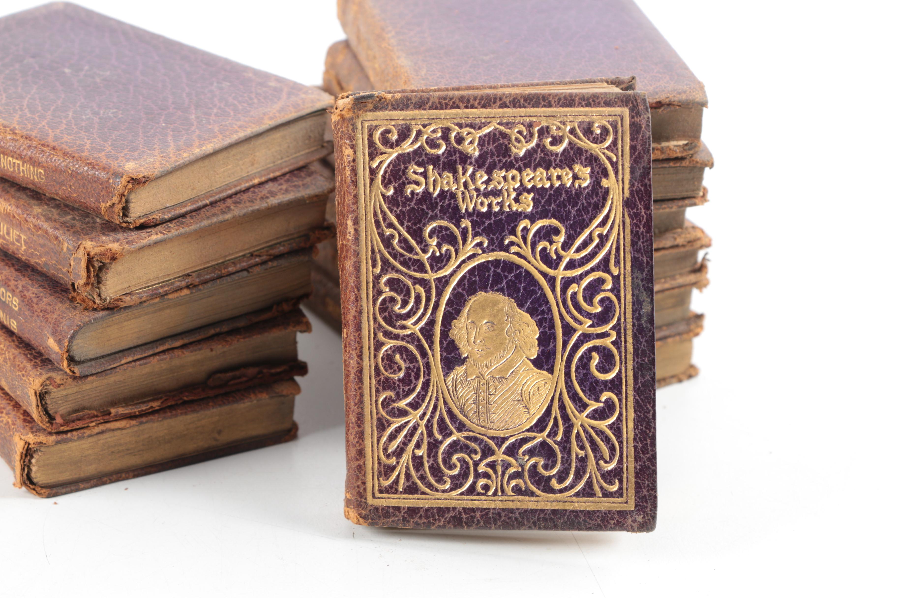 Early Twentieth Century Miniature Leather Bound "Shakespeare's Works" Books