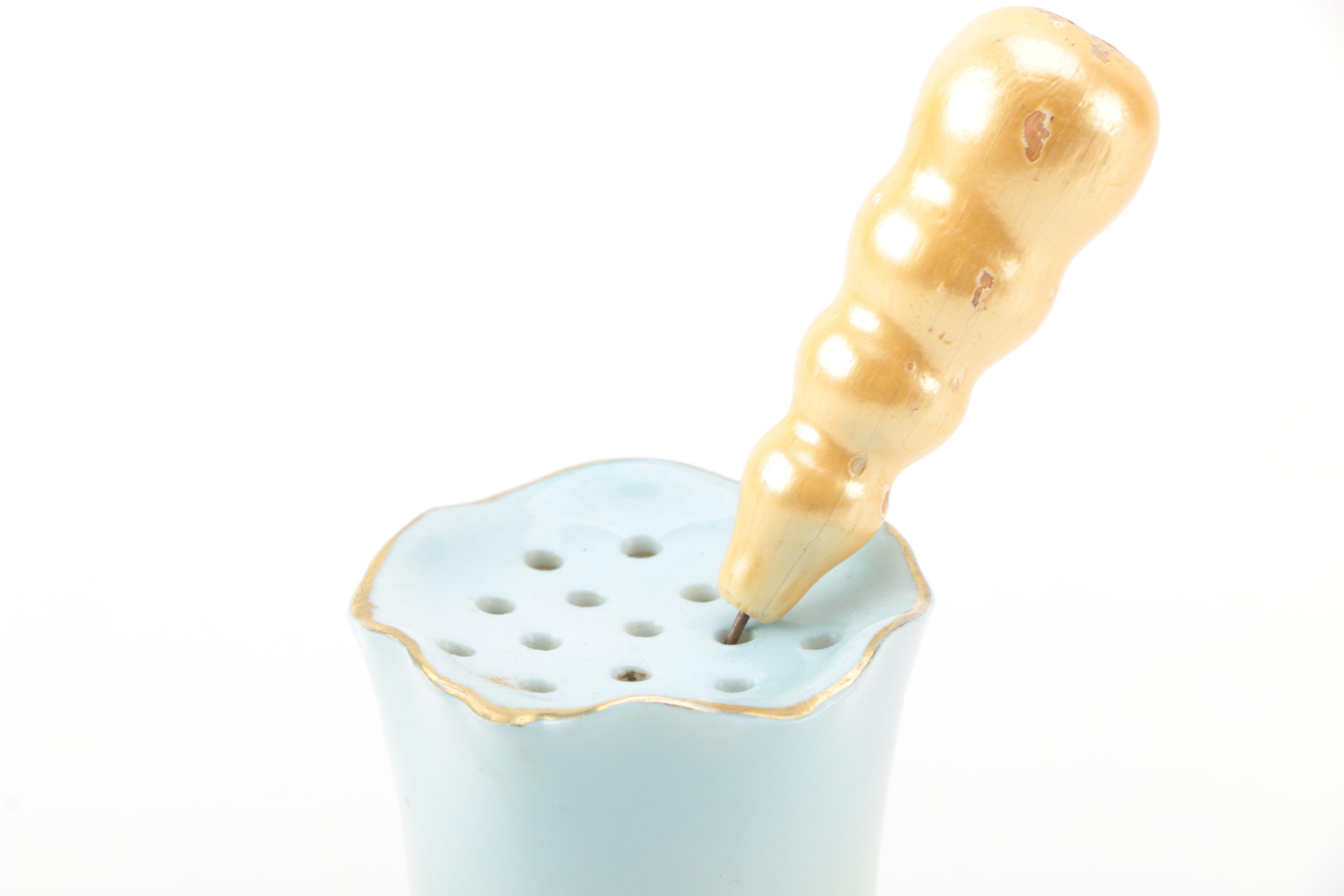 Royal Bayreuth Porcelain Hat Pin Holder and Pin