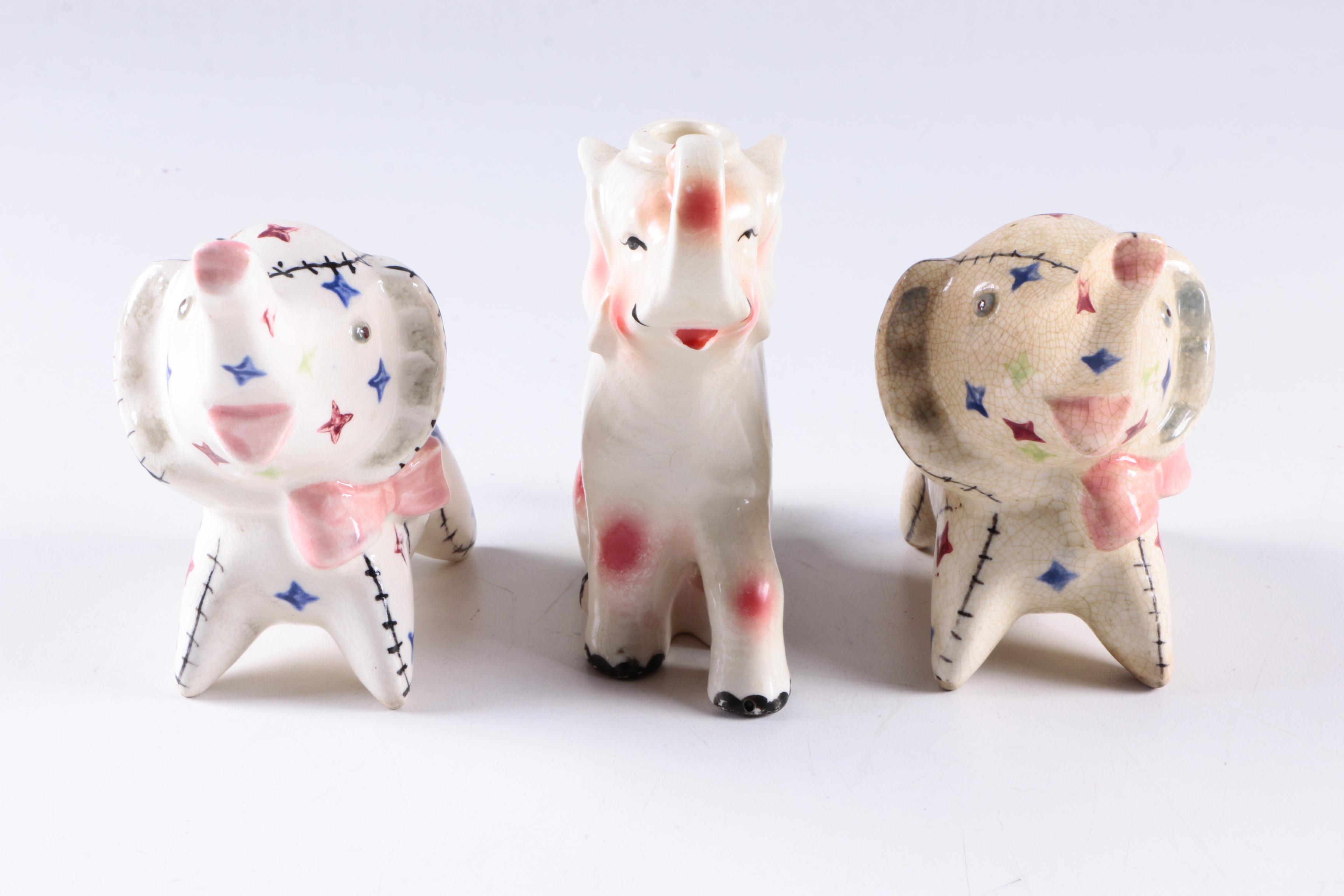 Fifteen Vintage Ceramic Elephant Figurines