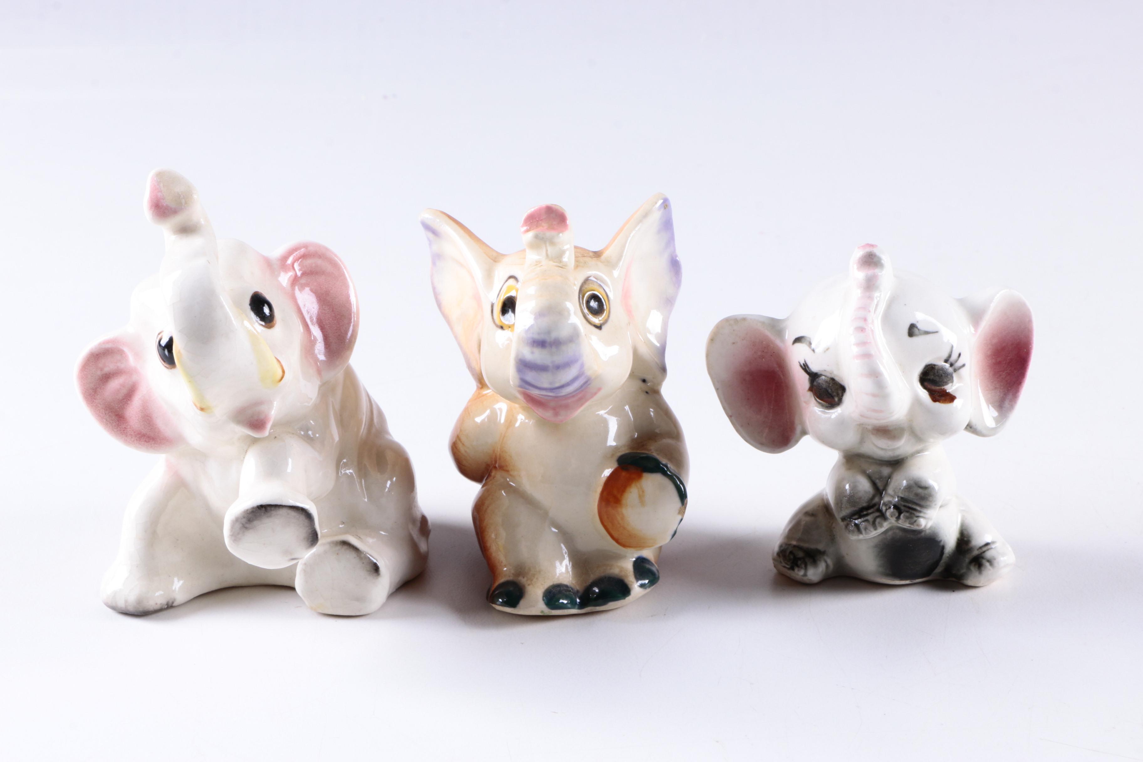 Fifteen Vintage Ceramic Elephant Figurines