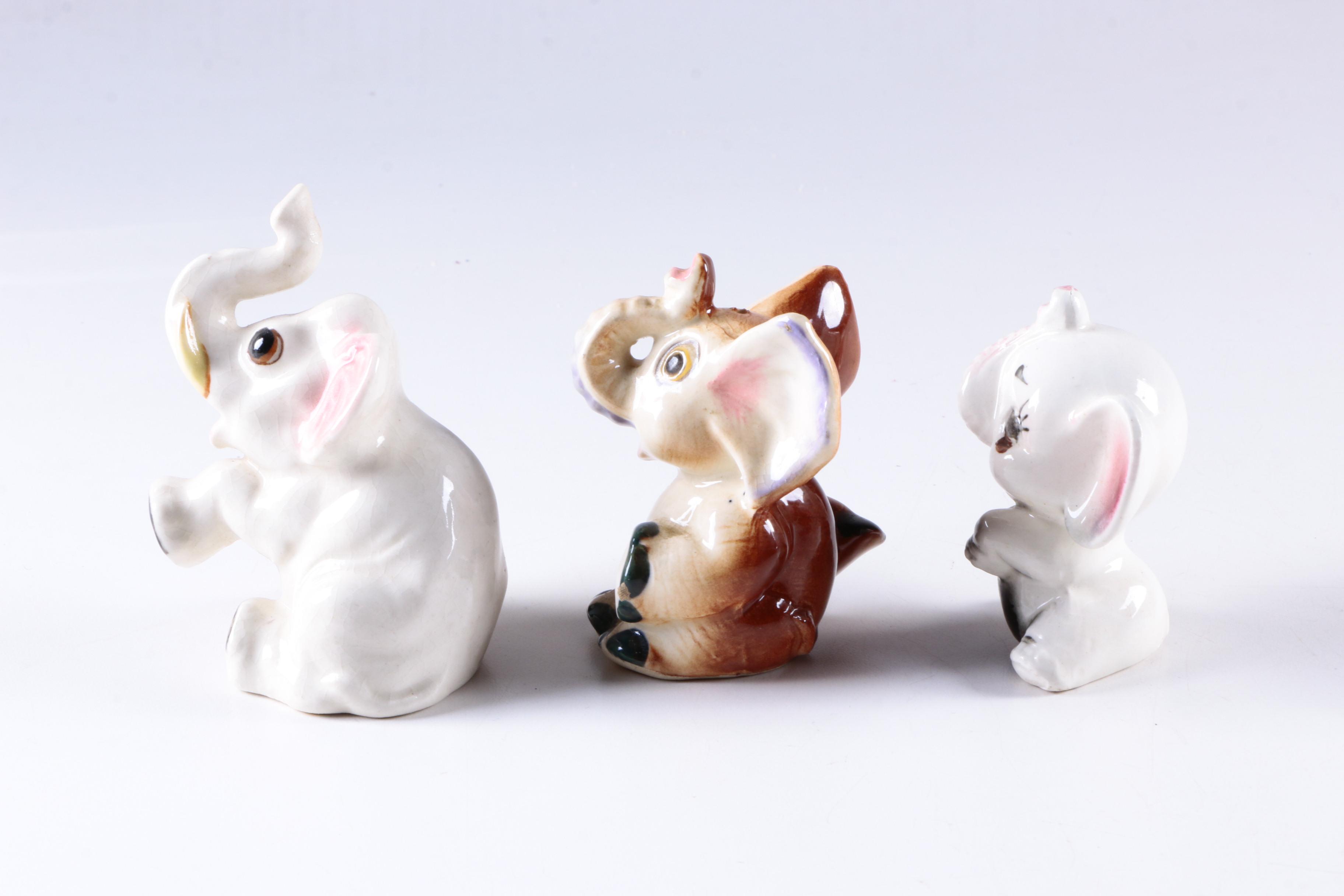 Fifteen Vintage Ceramic Elephant Figurines
