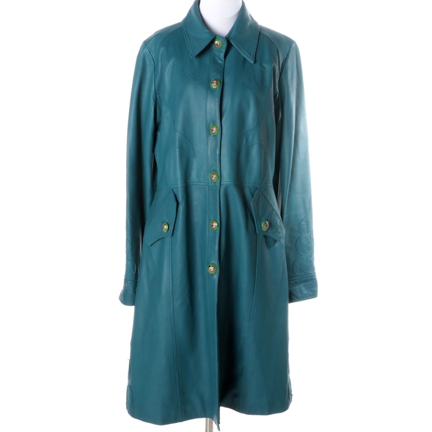 Women's Oilily Teal Leather Coat