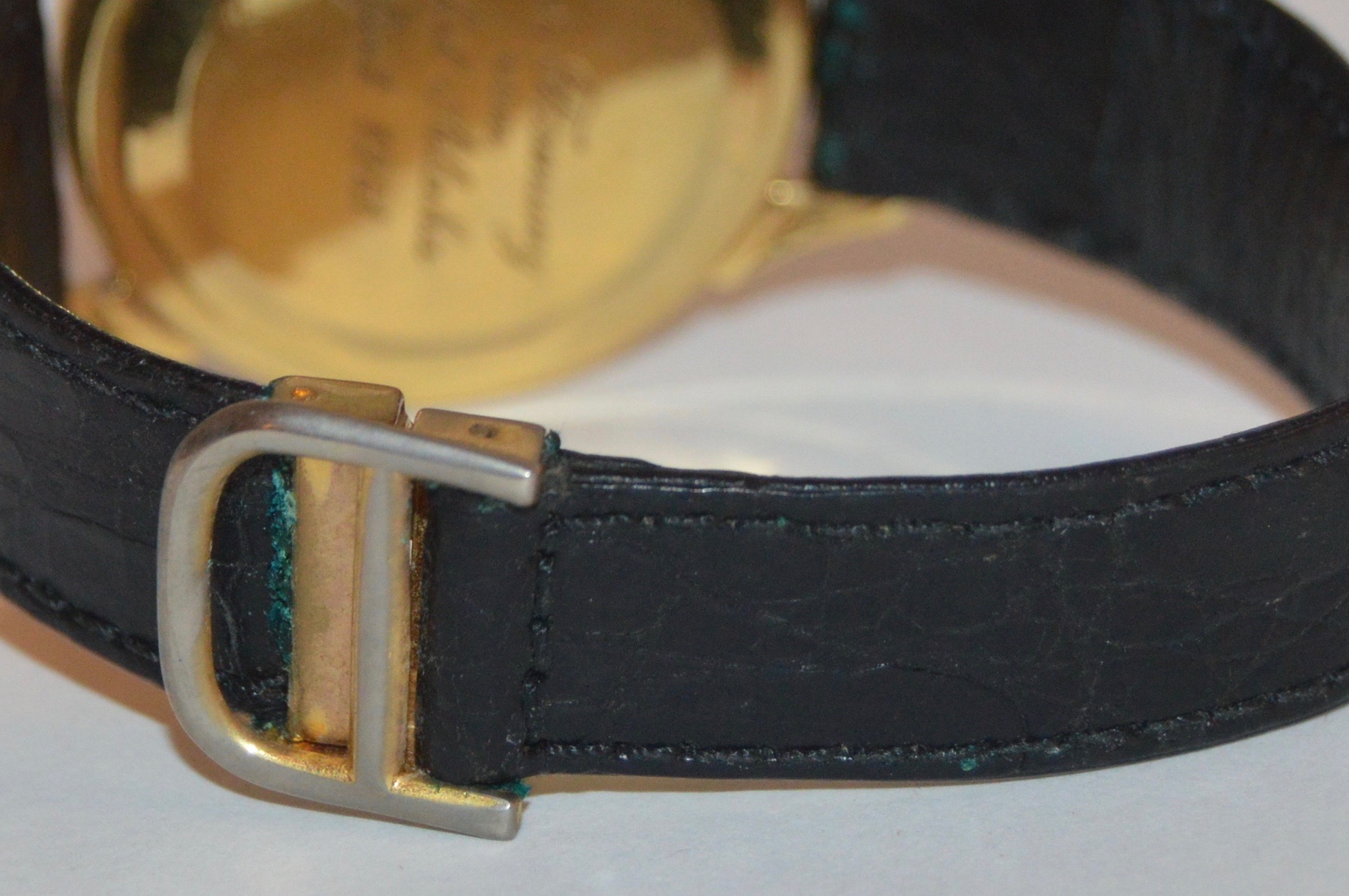 18K Yellow Gold Gübelin Watch with Black Leather Band