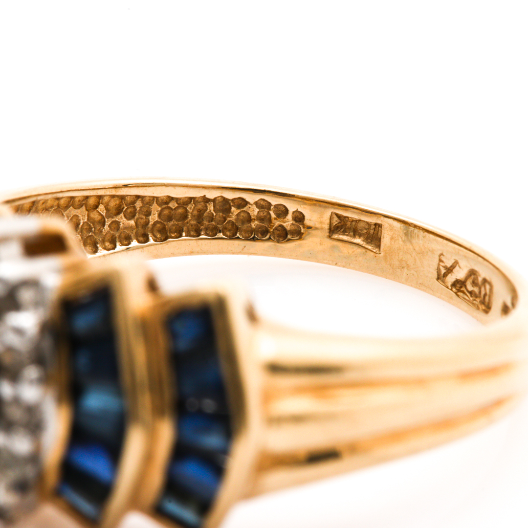 10K Yellow Gold Sapphire and Diamond Ring