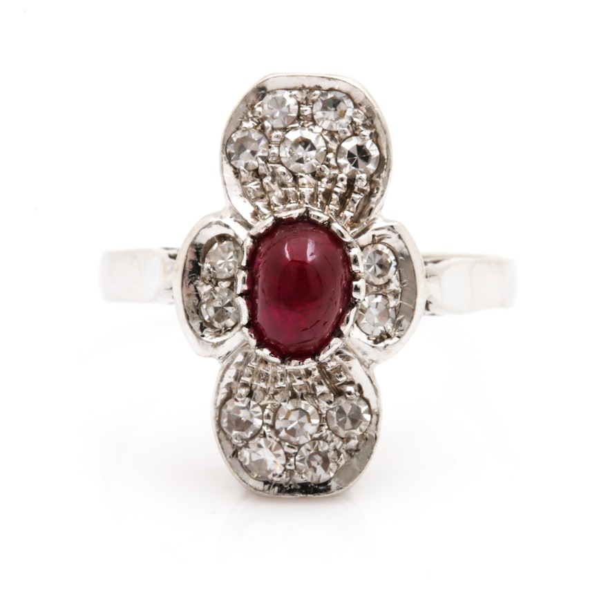 18K White Gold Ruby and Diamond Ring