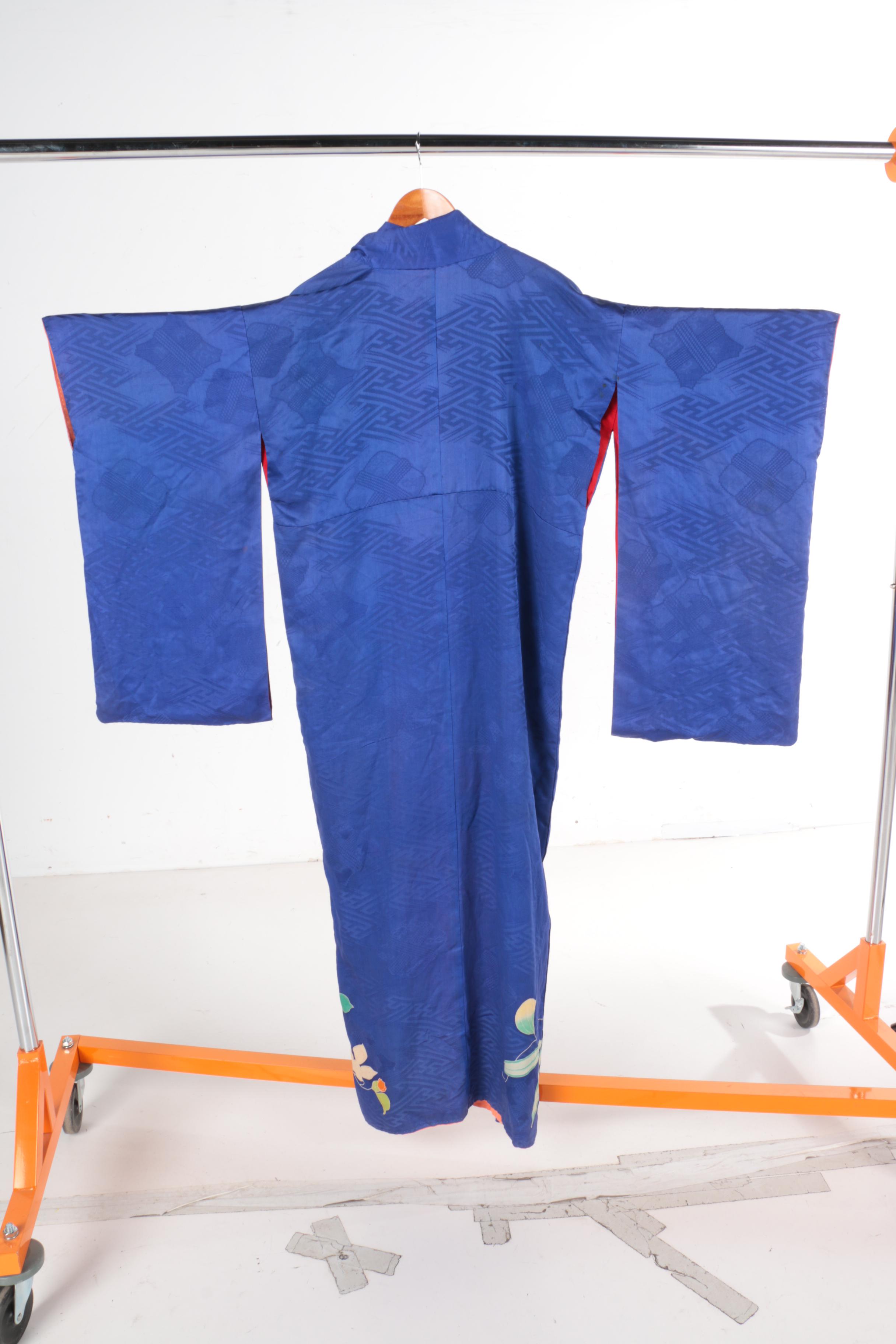 Japanese Vintage Silk Damask Kimono