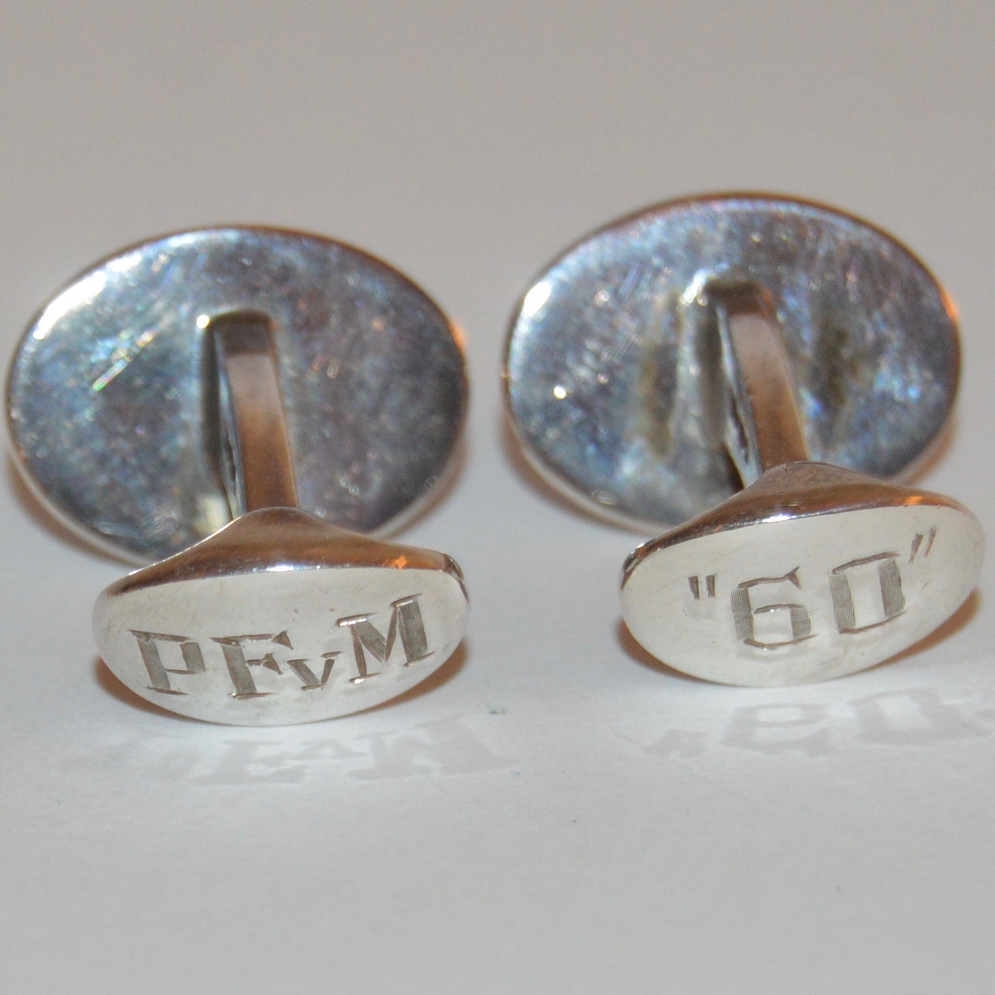 Deakin & Francis Sterling Silver Vintage Cufflinks with Blue and Green Enamel