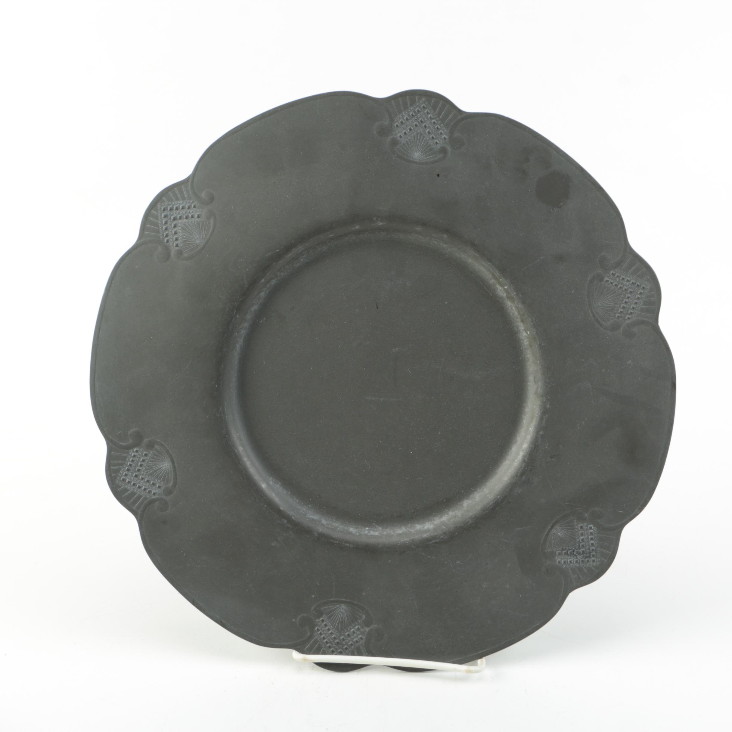 Wendell August Art Deco Pewter Platter with Other Pewterware