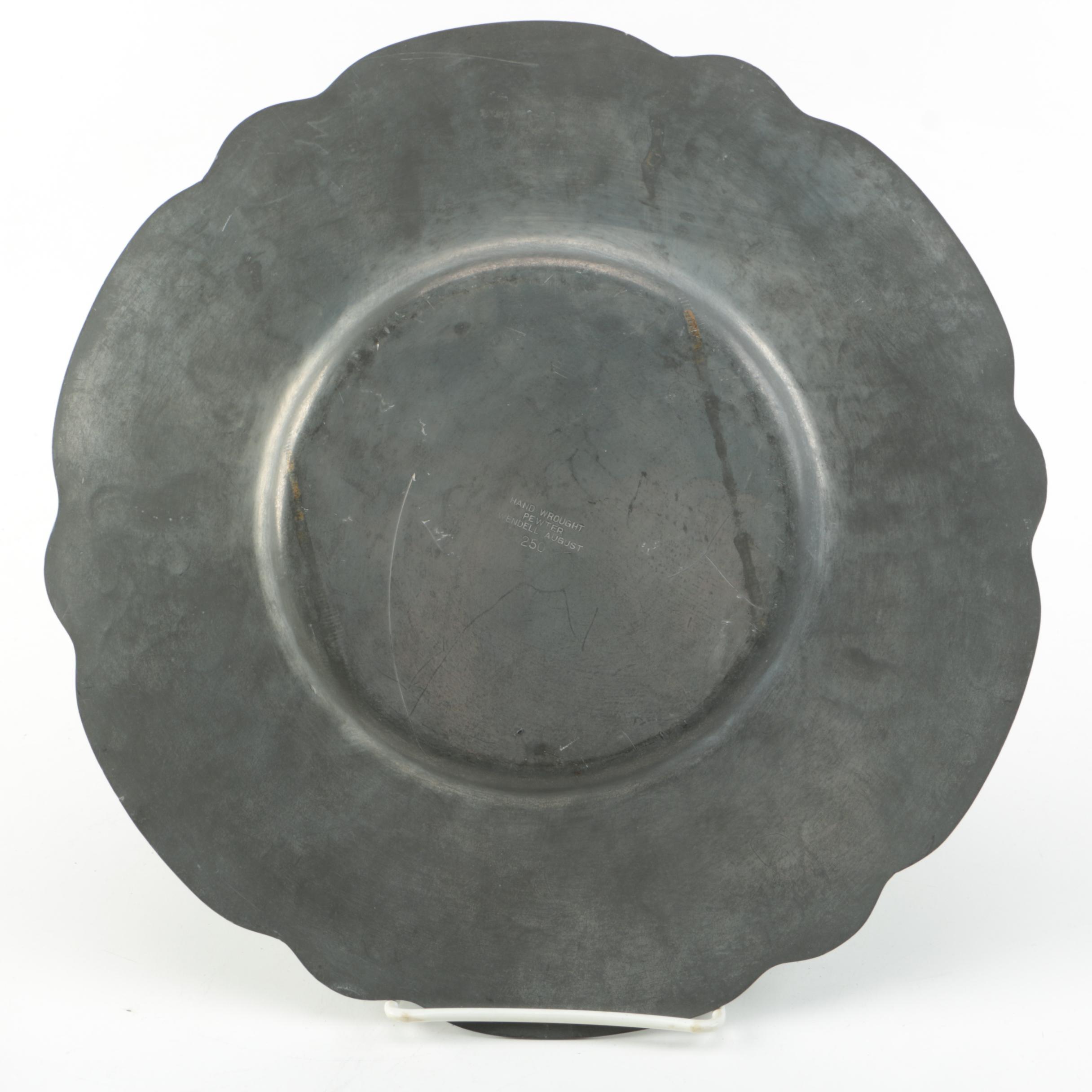 Wendell August Art Deco Pewter Platter with Other Pewterware