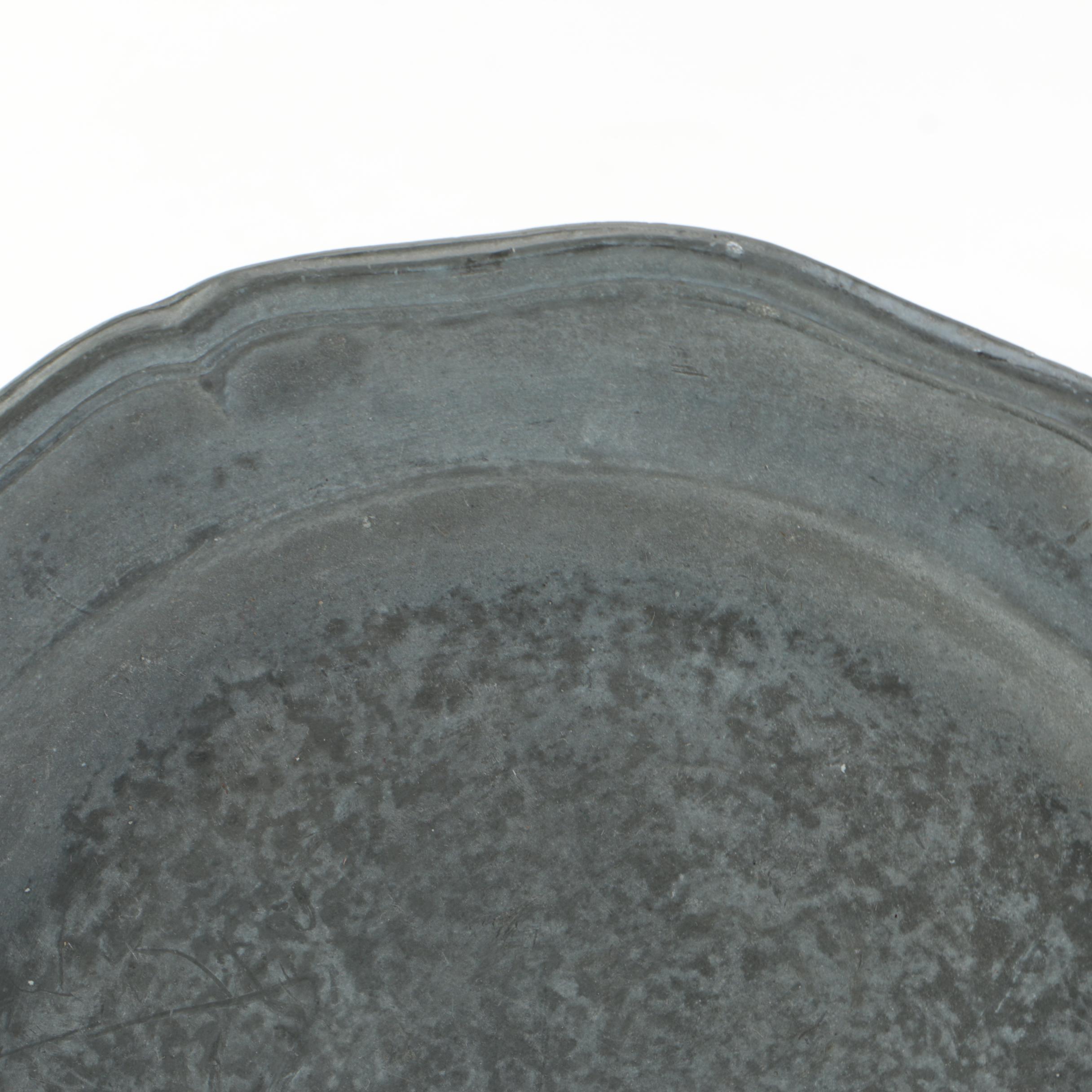 Wendell August Art Deco Pewter Platter with Other Pewterware