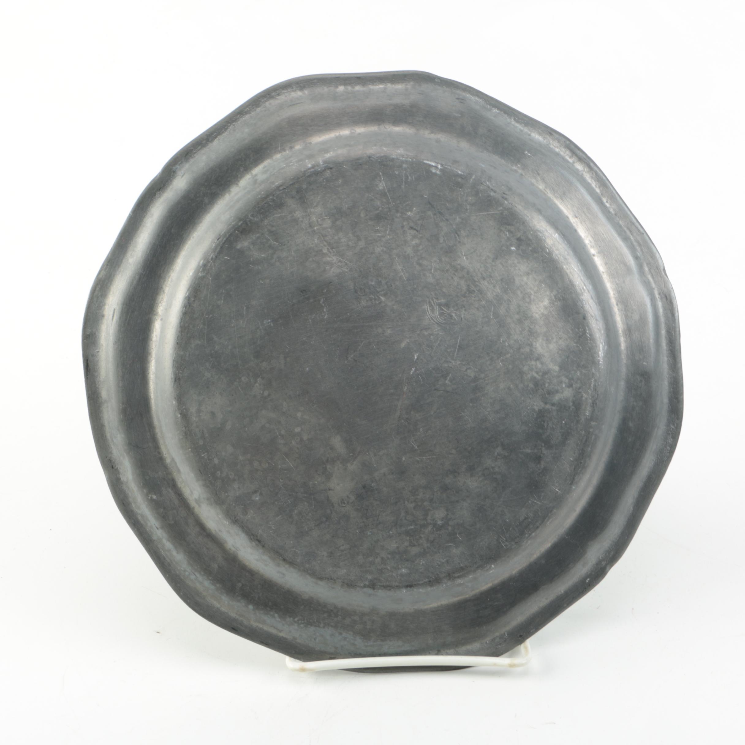 Wendell August Art Deco Pewter Platter with Other Pewterware