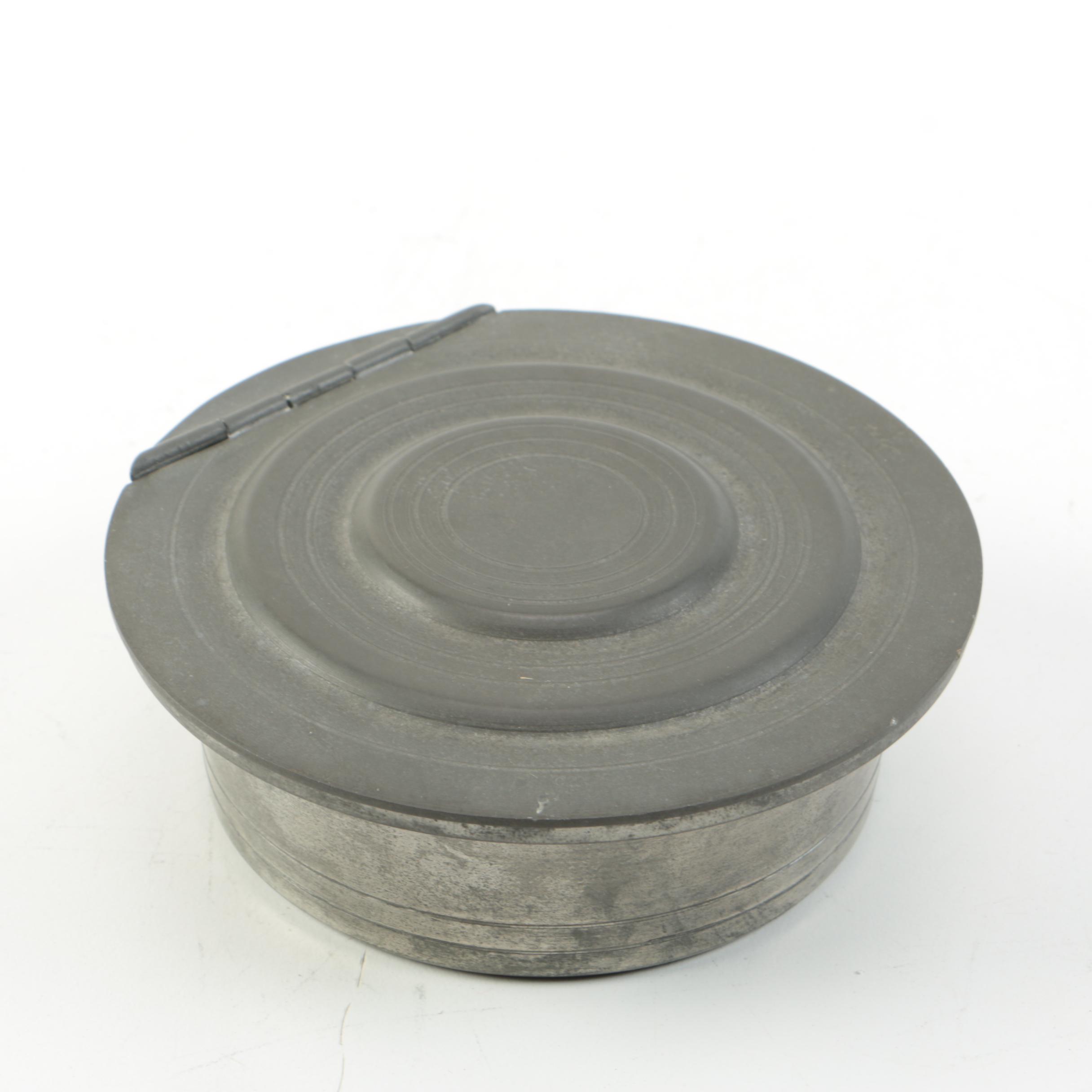 Wendell August Art Deco Pewter Platter with Other Pewterware