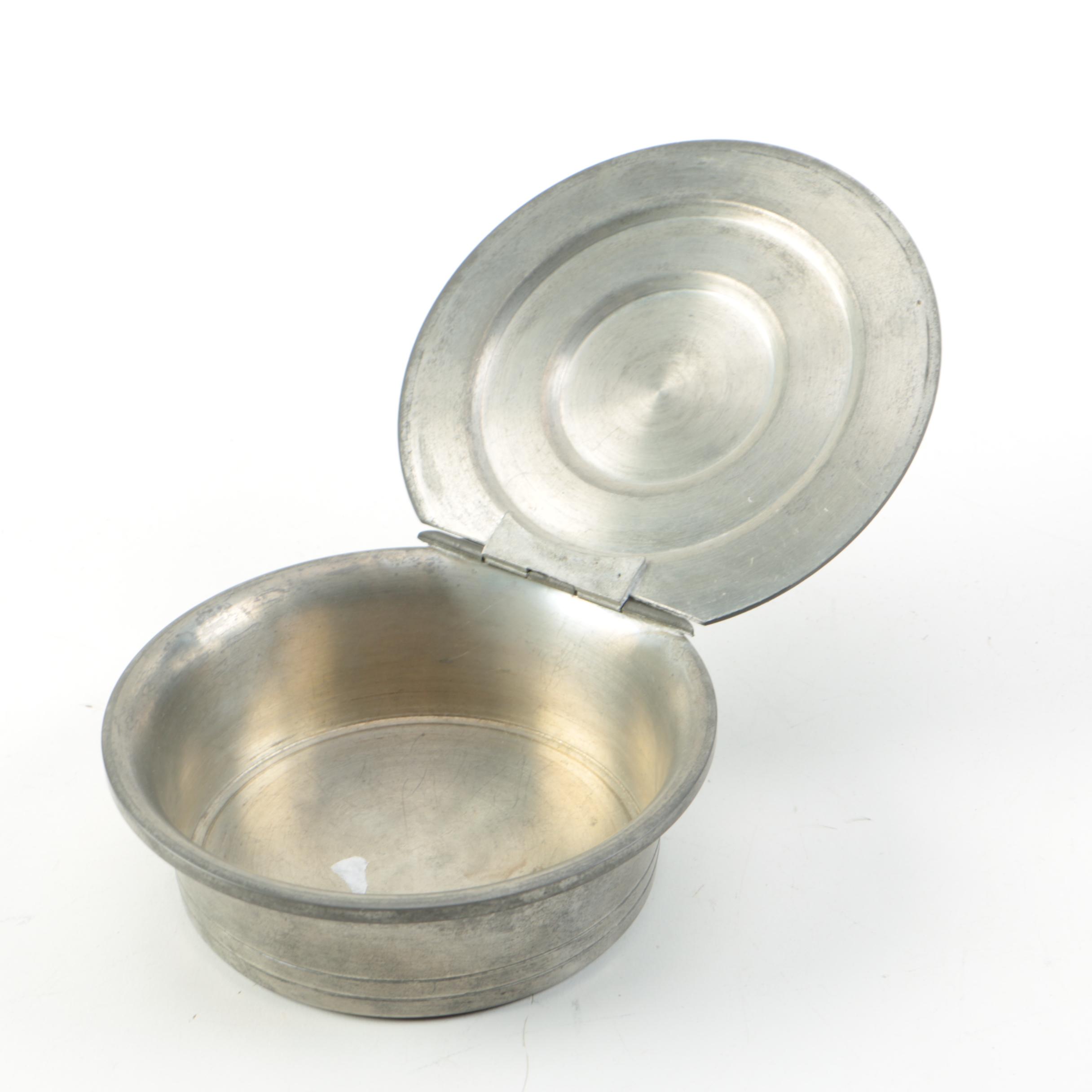 Wendell August Art Deco Pewter Platter with Other Pewterware