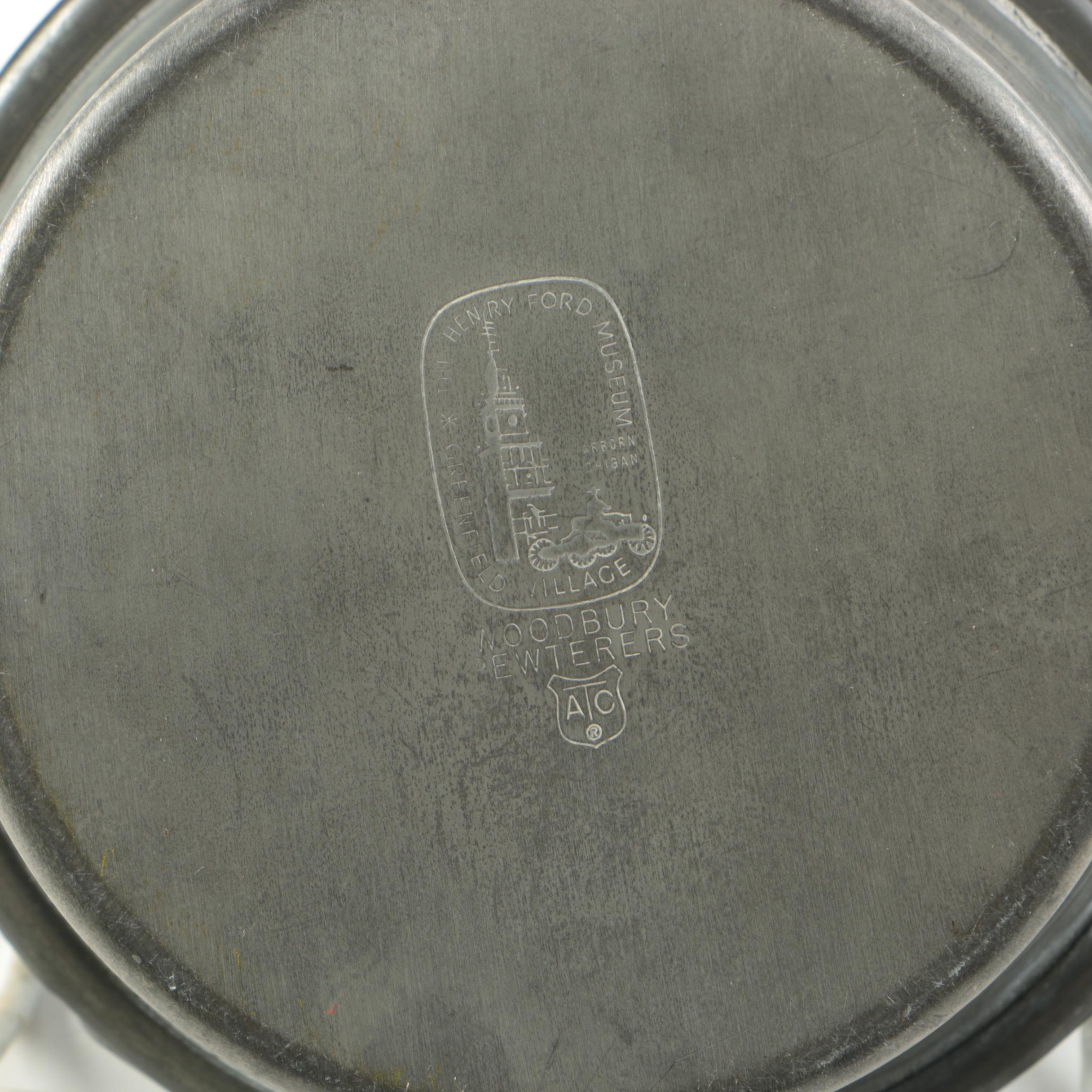 Wendell August Art Deco Pewter Platter with Other Pewterware