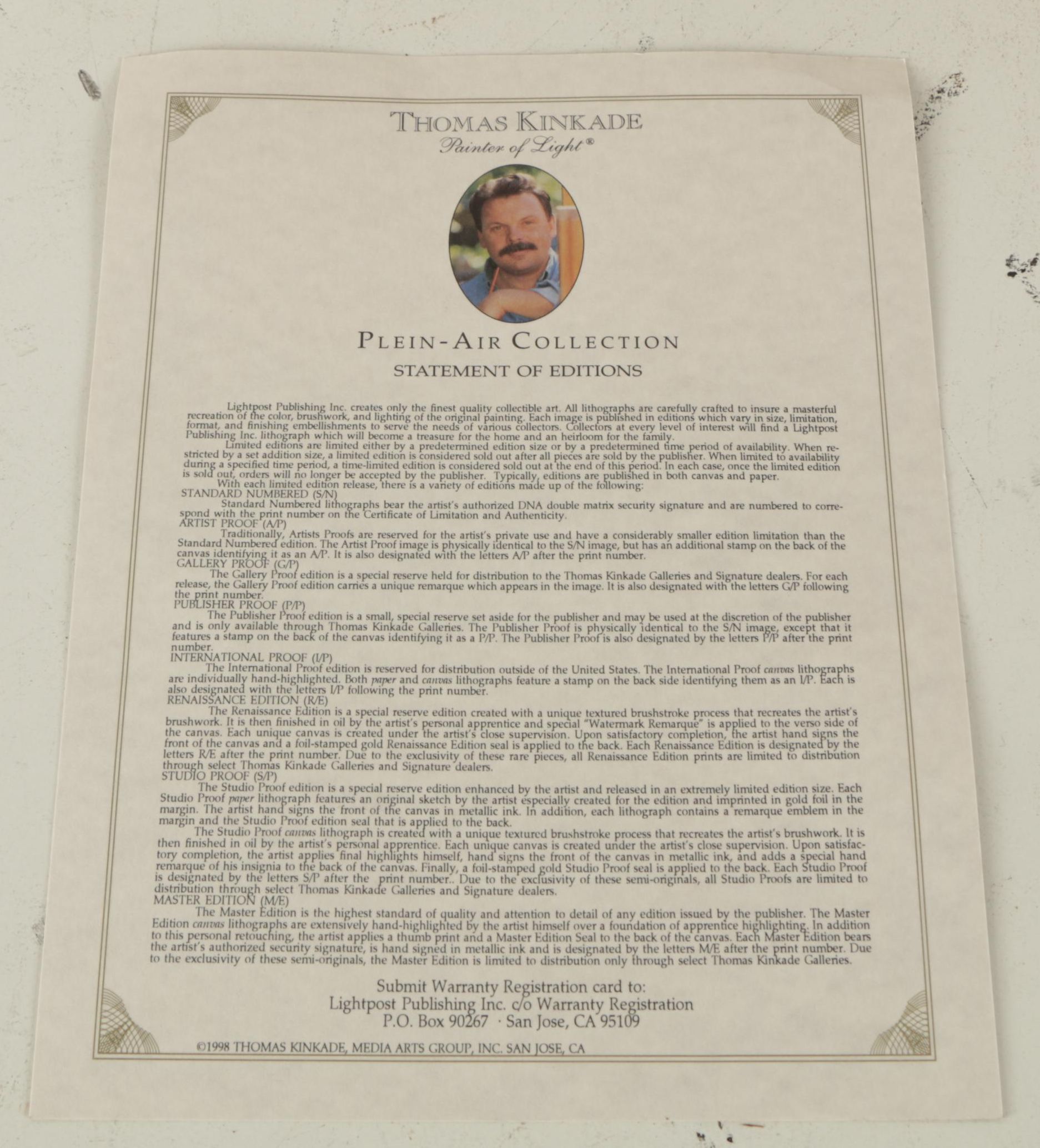 Thomas Kinkade Limited Edition Offset Lithograph "The Watertower, Chicago"