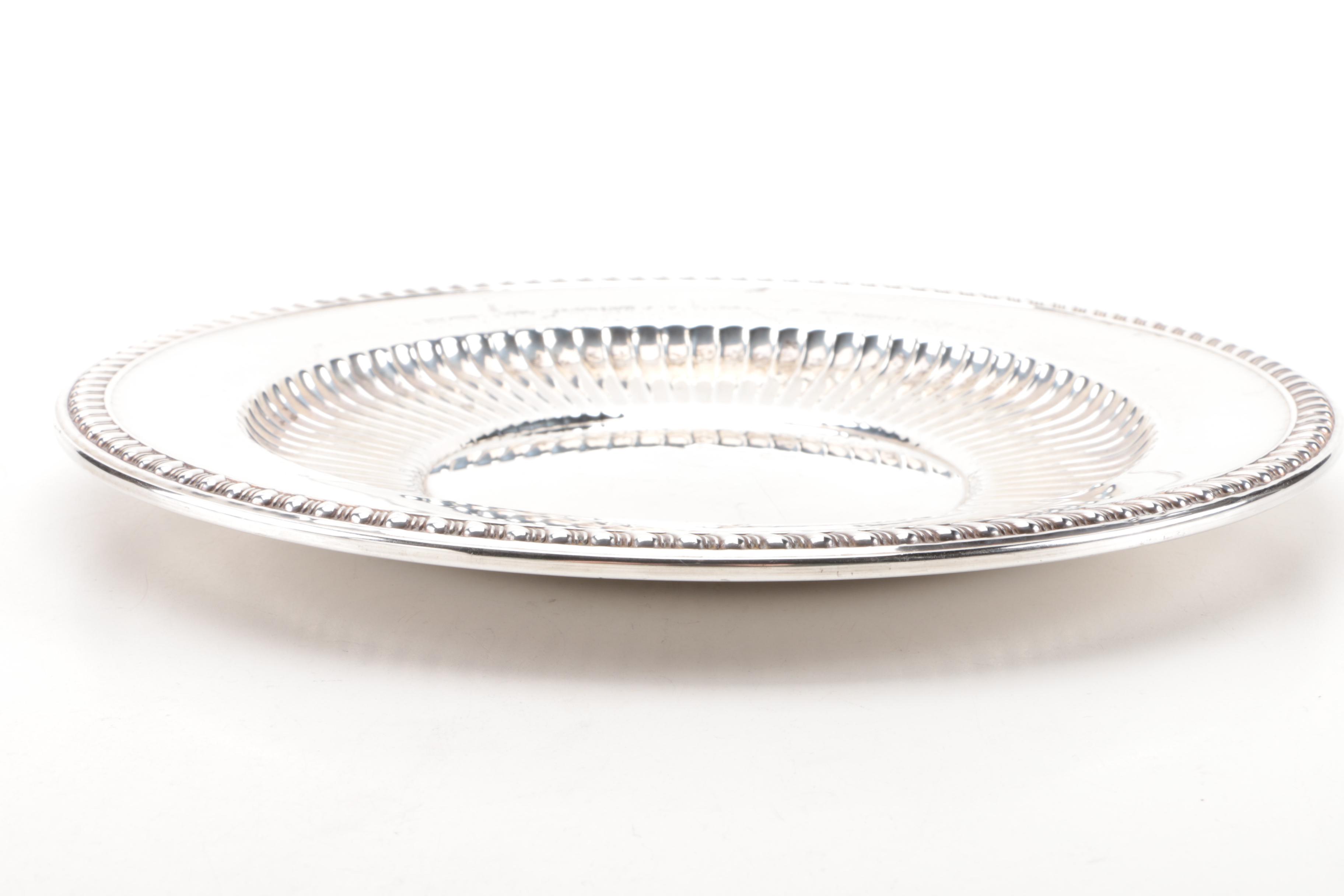 Vintage Watson Company Gadroon Trimmed Sterling Silver Sandwich Plate