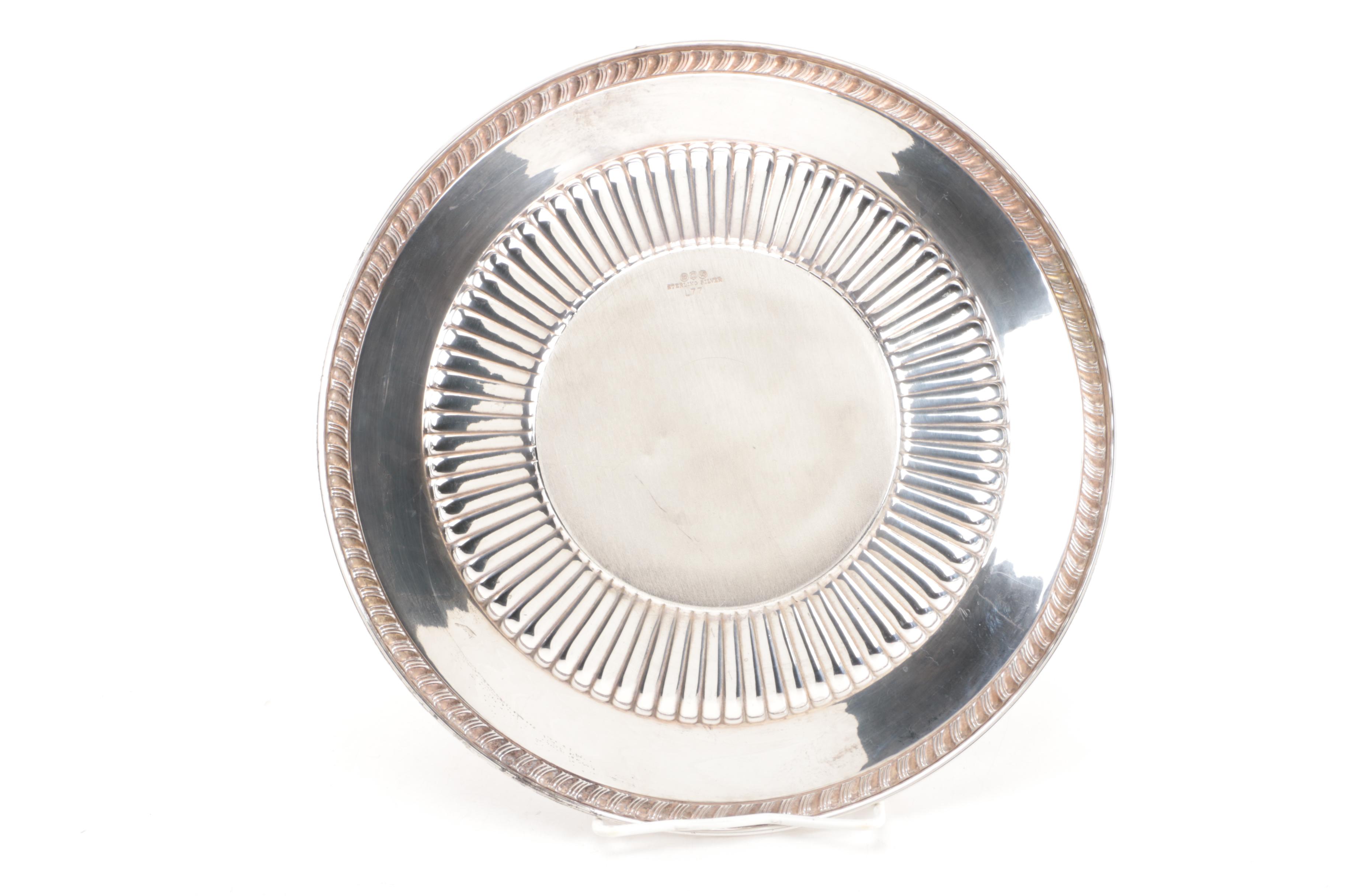 Vintage Watson Company Gadroon Trimmed Sterling Silver Sandwich Plate