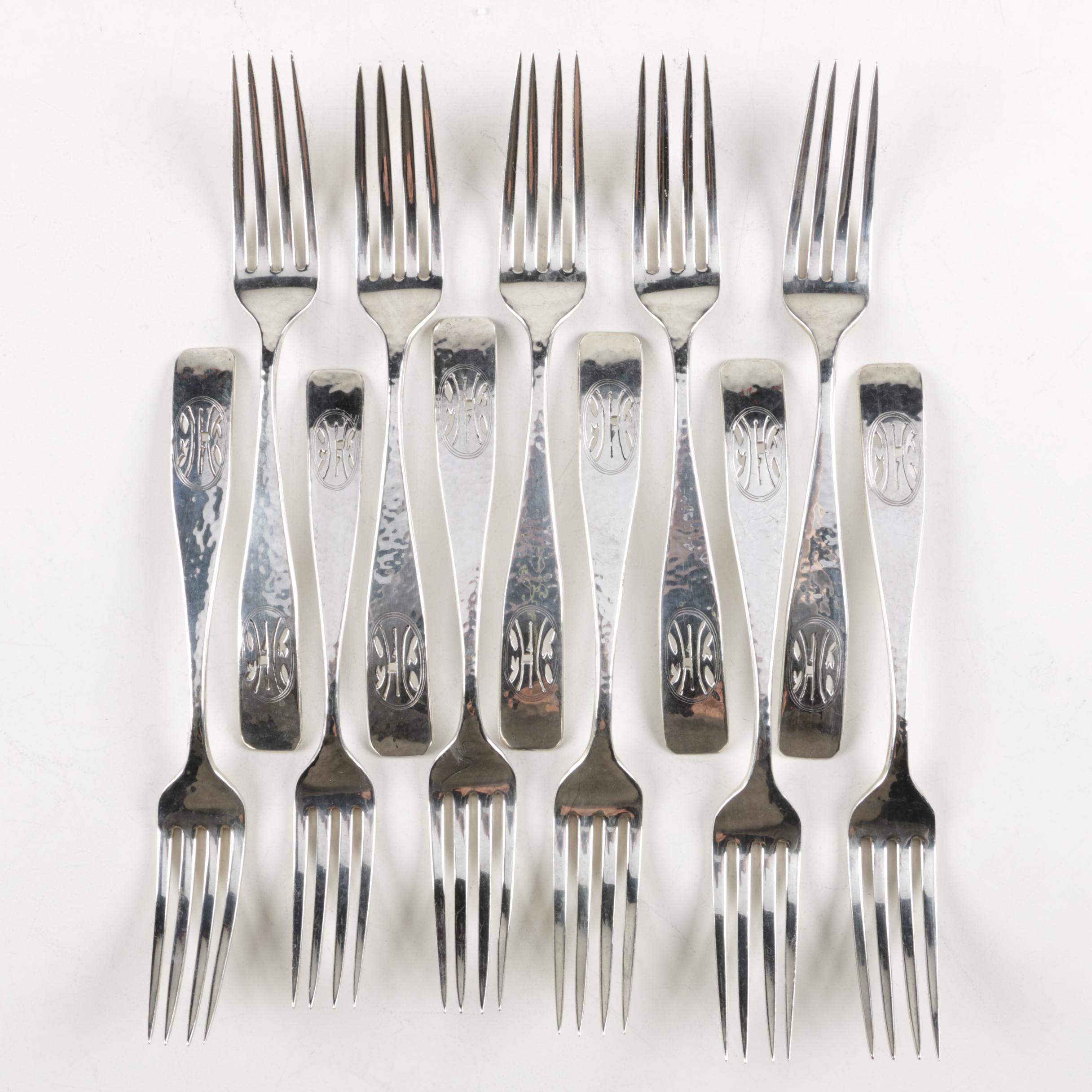 Baltimore Silversmiths Mfg. Co. "Elizabeth Tudor-Hammered" Sterling Flatware Set