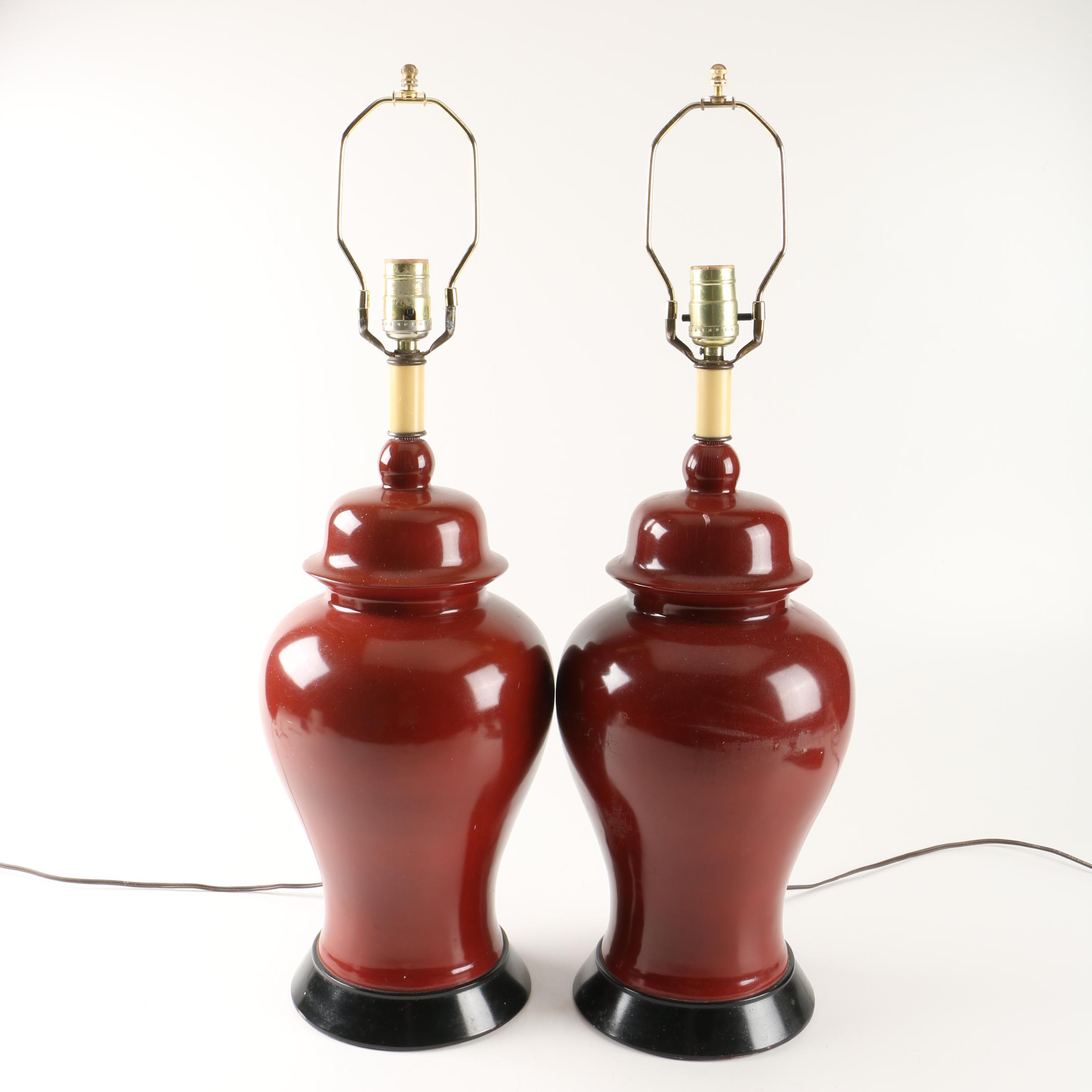 Pair of Red Table Lamps