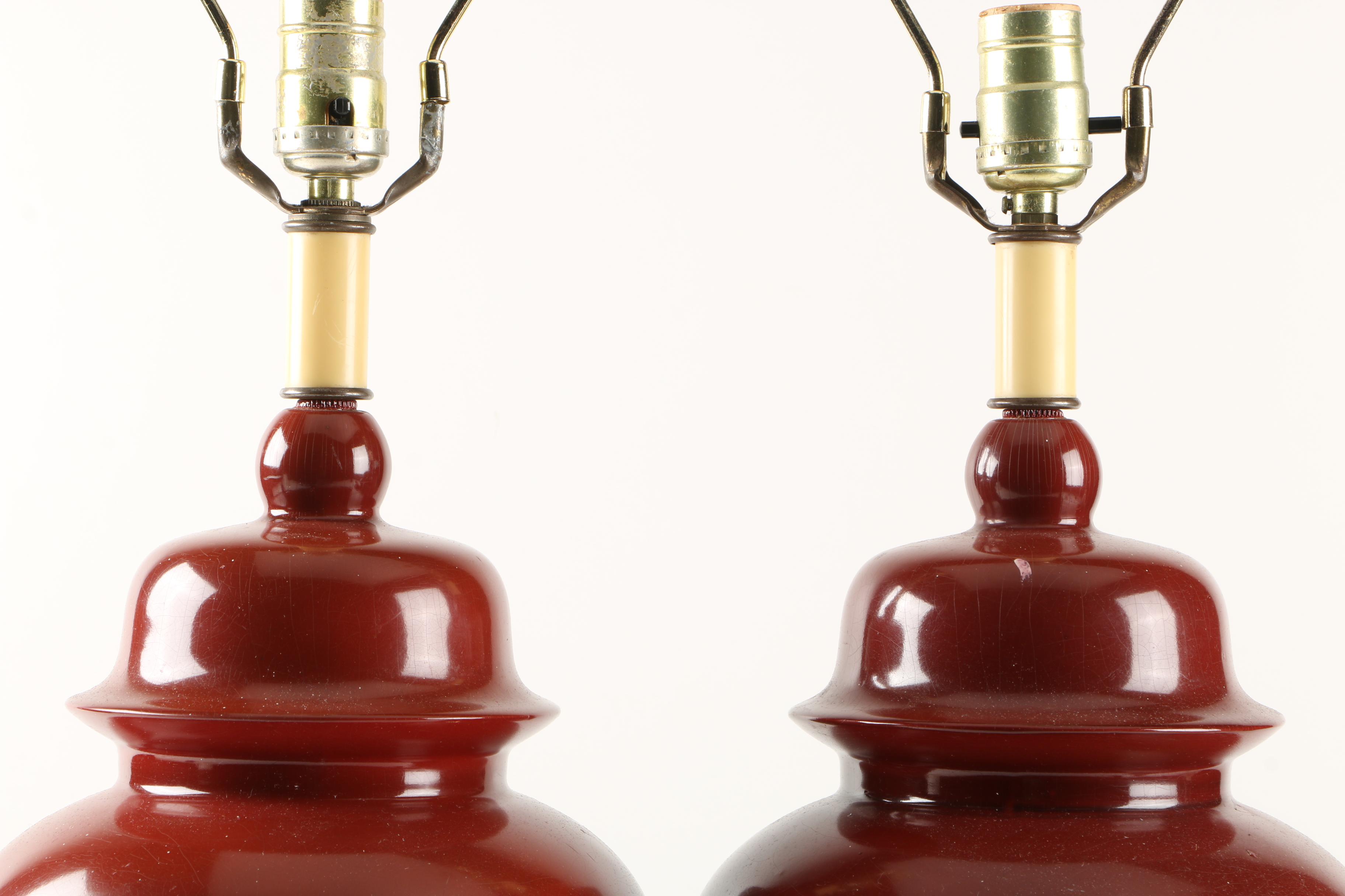 Pair of Red Table Lamps