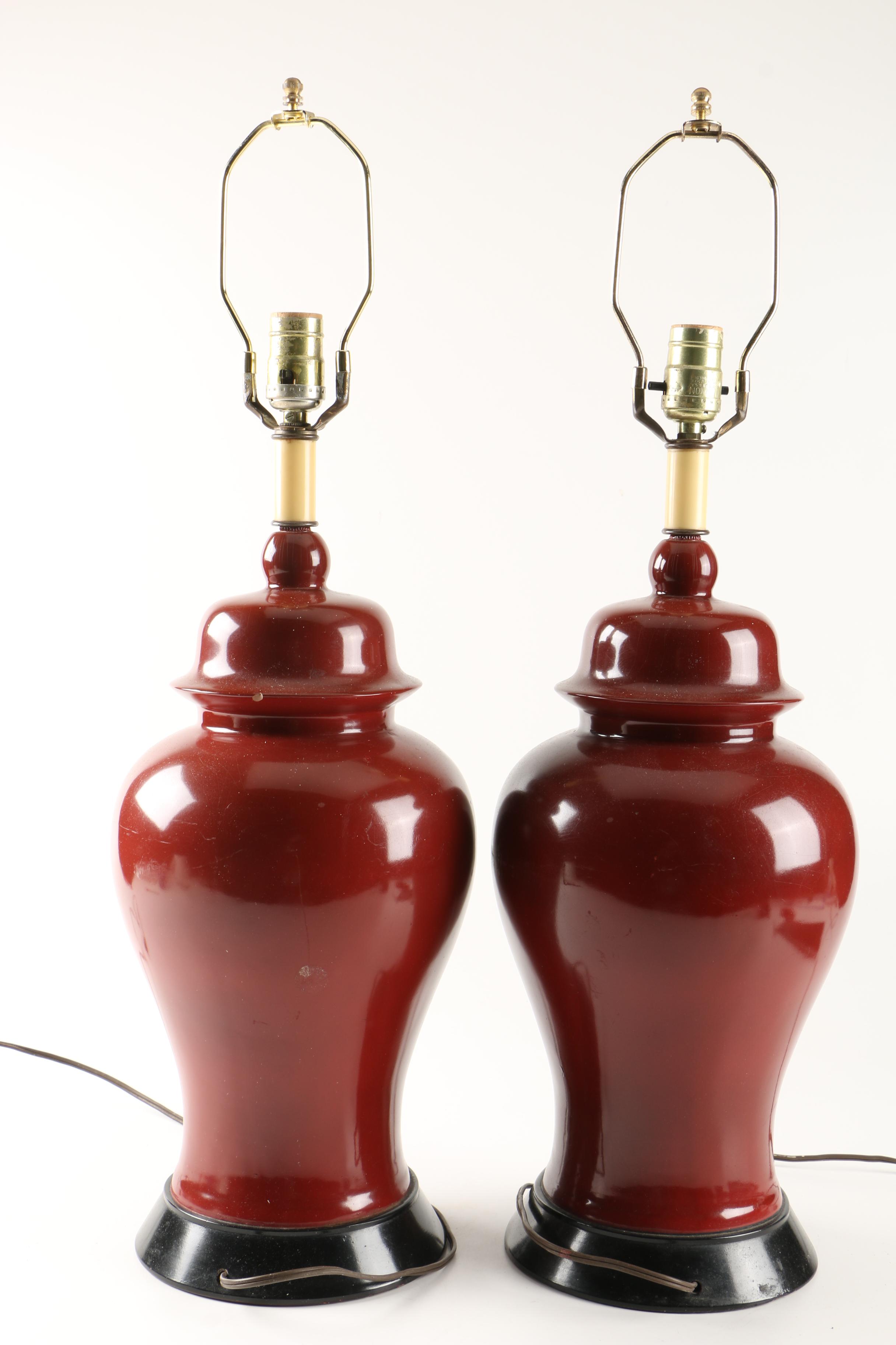 Pair of Red Table Lamps