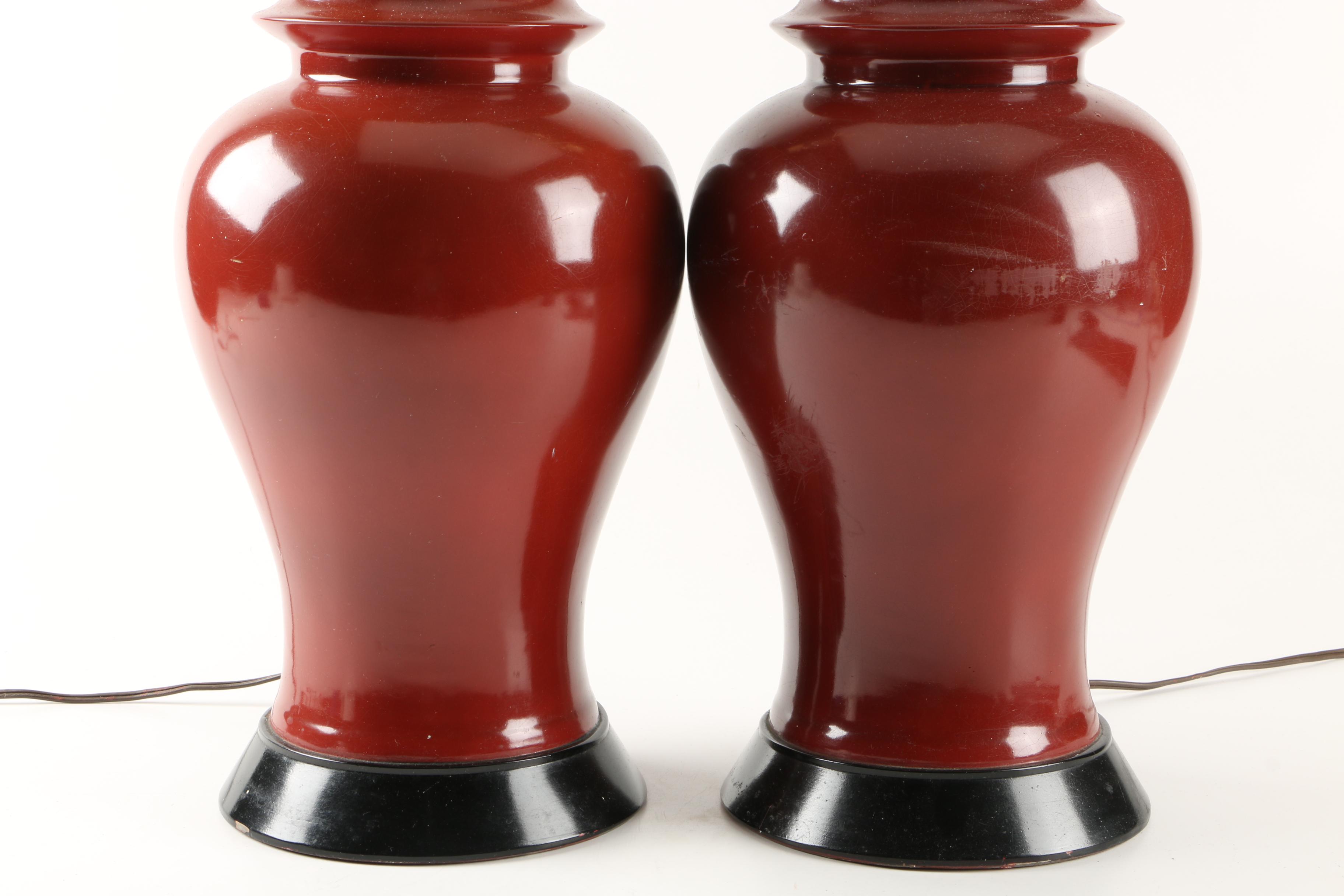 Pair of Red Table Lamps